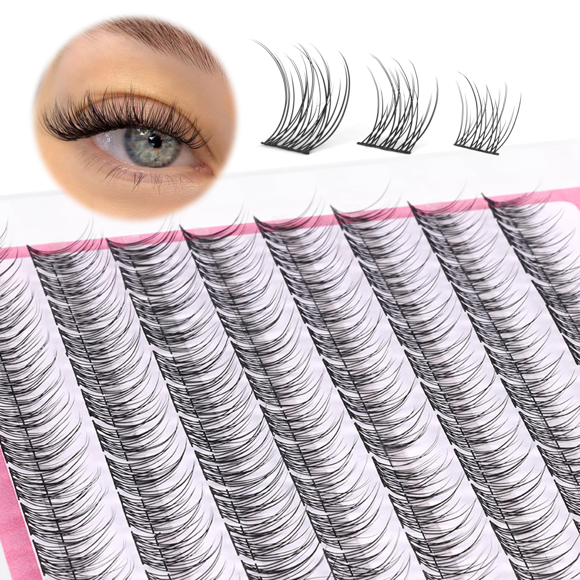 Natural Wispy Cluster Lashes - 9-11mm Mixed Lengths CC Curl Eyelash Extensions - 96 Pcs DIY Individual Lashes for Home Use by Mavphnee | Perfect for Daily Wear, Special Occasions & Professional Makeup Looks