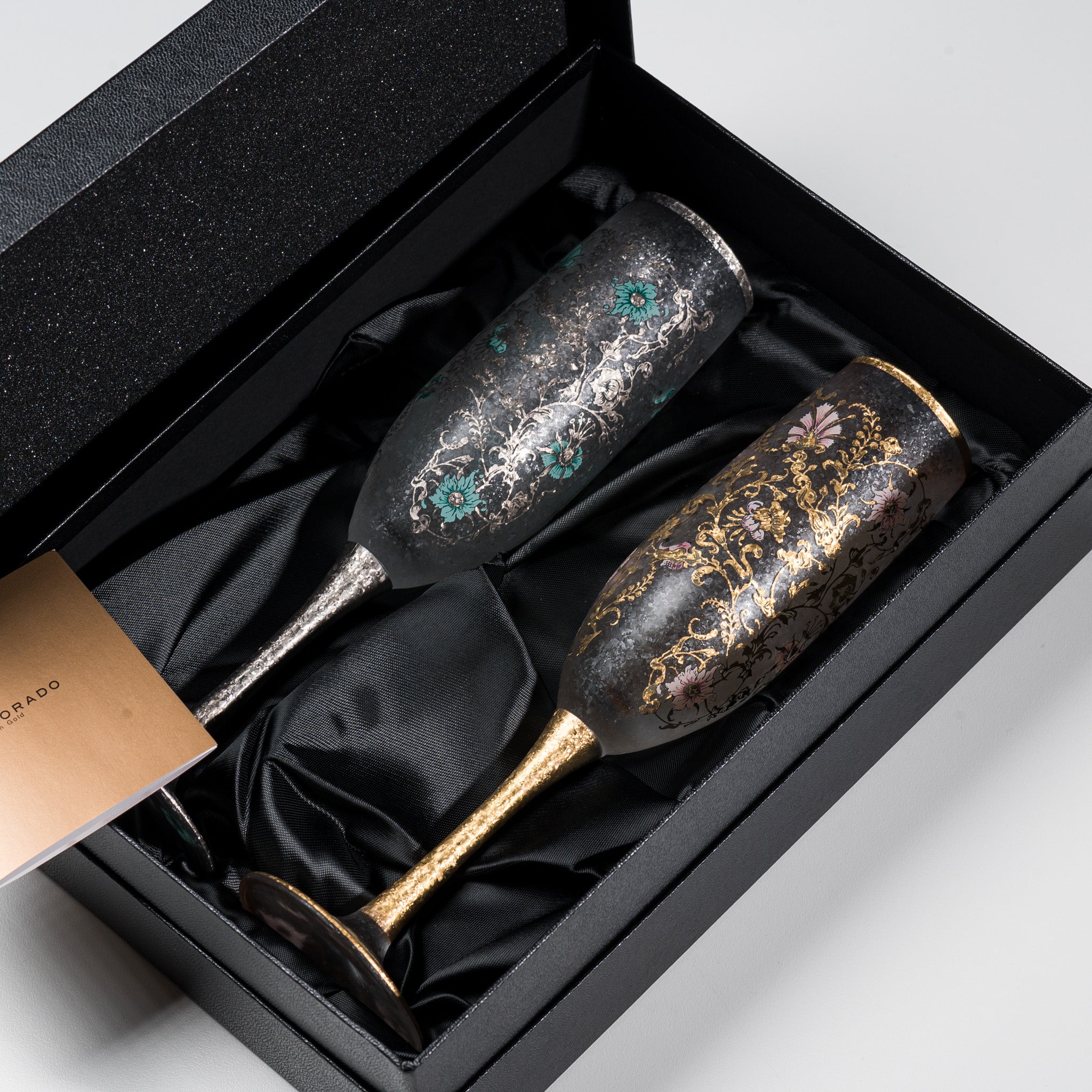 Elegant EL DORADO Pair Flute Champagne Glasses - Perfect for Romantic Dinners, Wedding Toasts & Special Celebrations