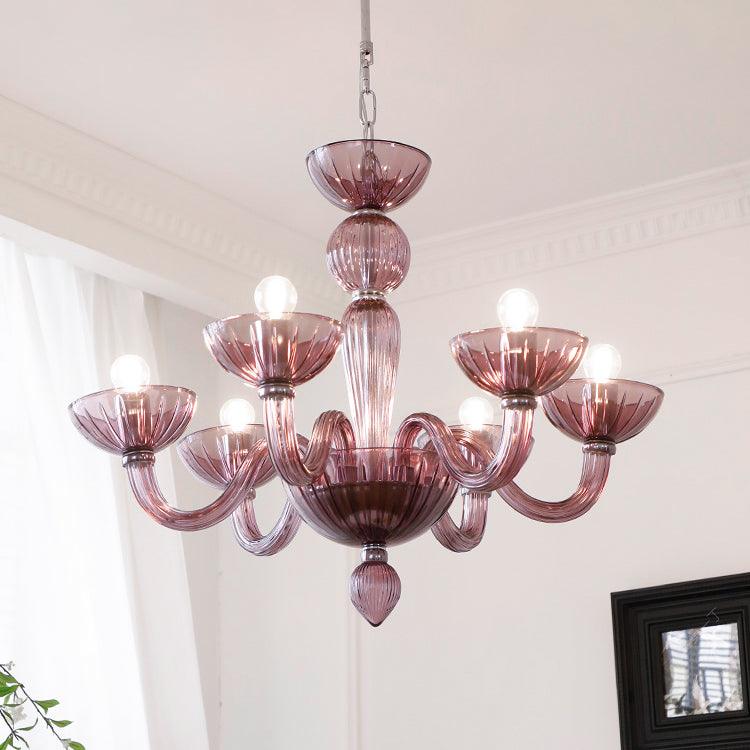 Elegant Ares Murano Glass Chandelier - Handcrafted Italian Crystal Lighting Fixture for Dining Room, Living Room & Bedroom Decor