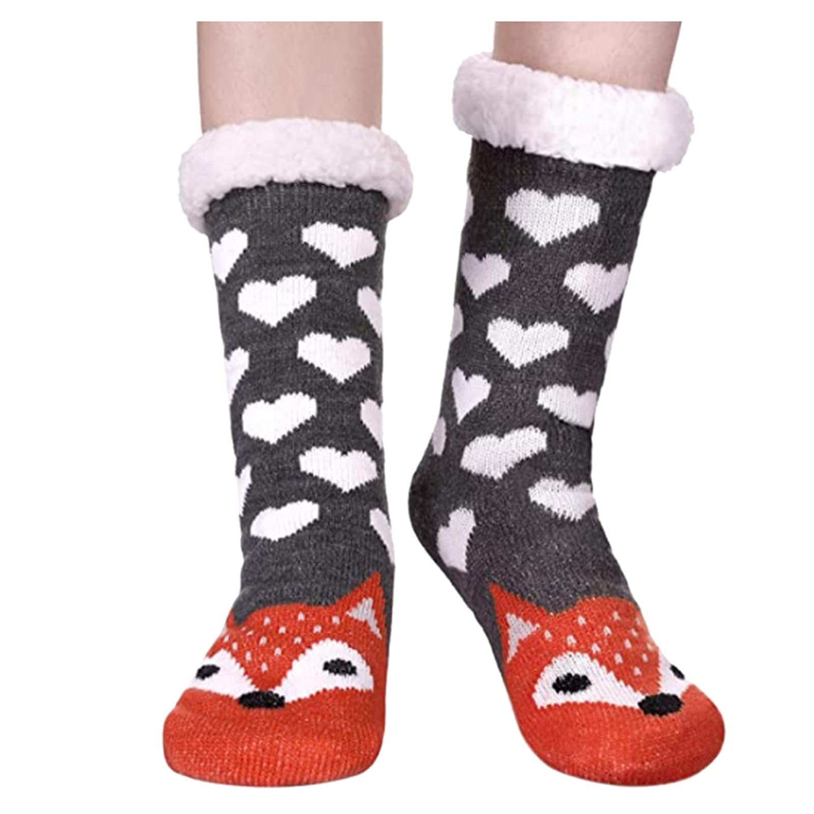 Winter Fleece-Lined Gripper Slipper Socks - Ultra Soft & Warm Fuzzy Slippers for Women & Men - Non-Slip Indoor/Outdoor House Shoes for Cold Weather, Lounge, Home, Office