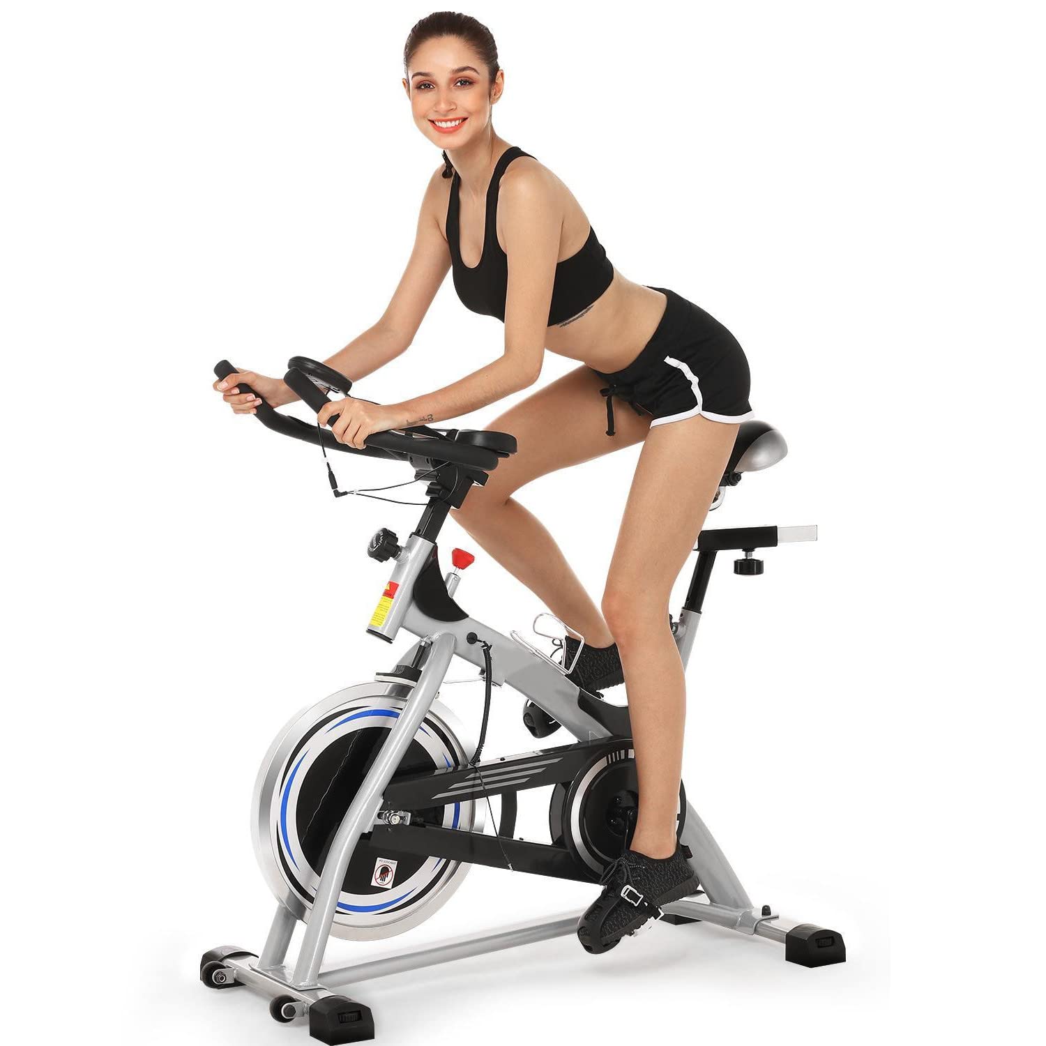 Premium Heka Indoor Cycling Bike - 40 lbs Flywheel, LCD Monitor & Adjustable Resistance for Home Workouts | Pulse Monitoring, Quiet Belt Drive, Supports 330 lbs | Perfect for Cardio, HIIT & Spin Classes at Home