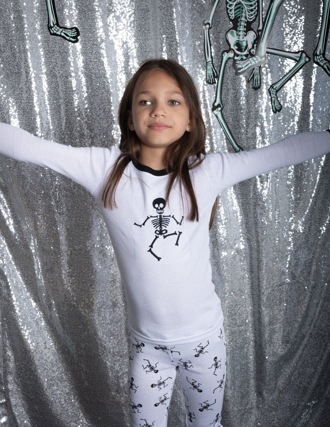 Boys Girls Halloween Skeleton Pajama Set - 2 Piece Kids Sleepwear for Costume Party & Bedtime Fun