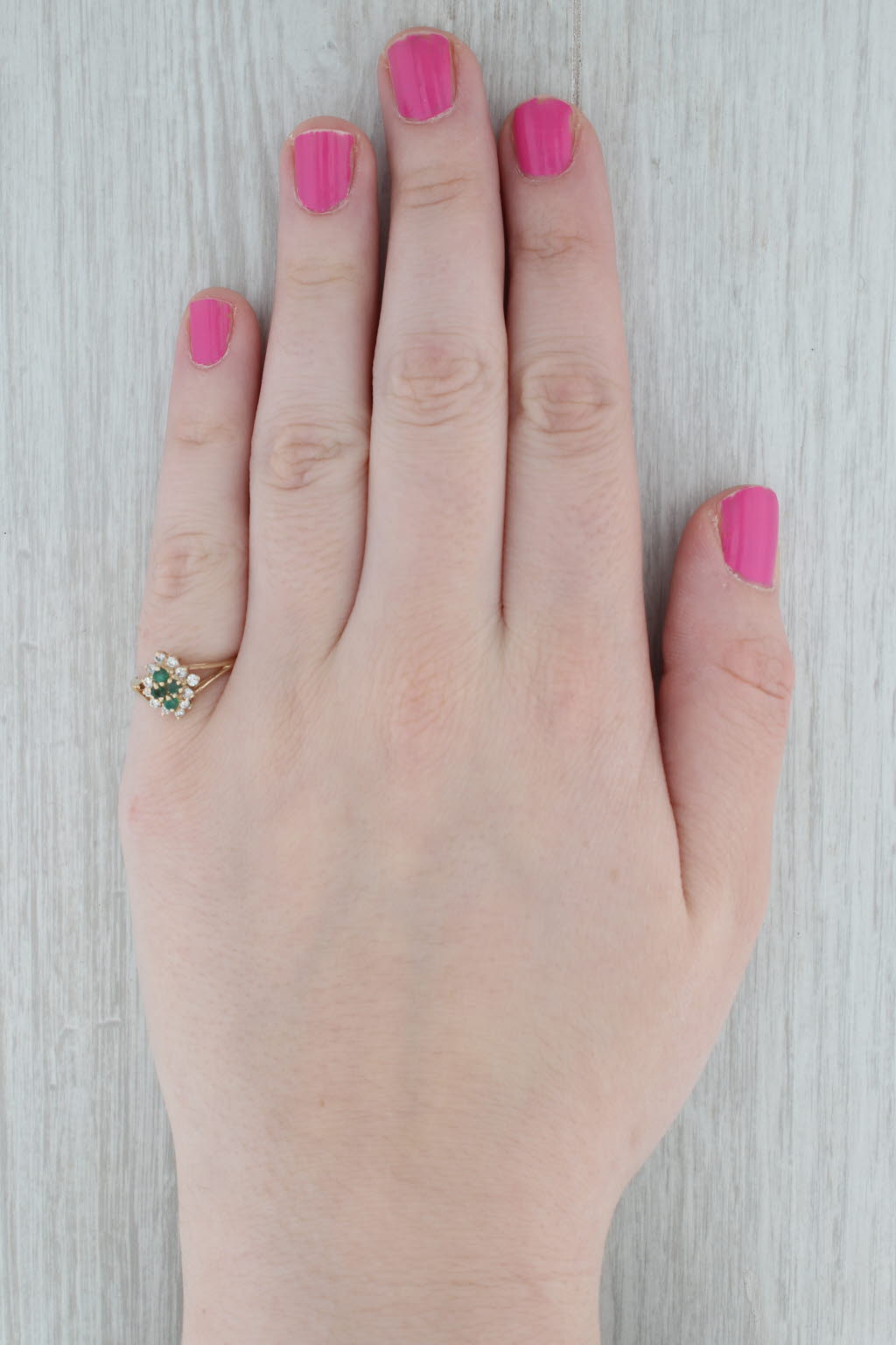 0.36ctw Emerald & Diamond Cluster Ring in 14k Yellow Gold - Size 6.5 - Perfect for Engagement, Anniversary & Special Occasion Gifts