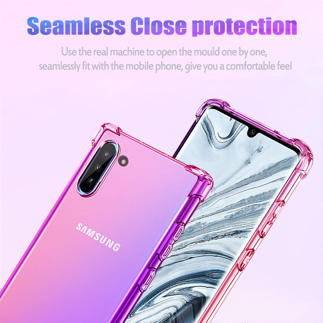Samsung Galaxy Note 10 Case - Cute Gradient Slim Clear TPU Phone Cover | Shockproof & Anti-Scratch Protection for Note 10/Note 10 5G (Pink Purple) | Perfect for Everyday Use, Work & Travel
