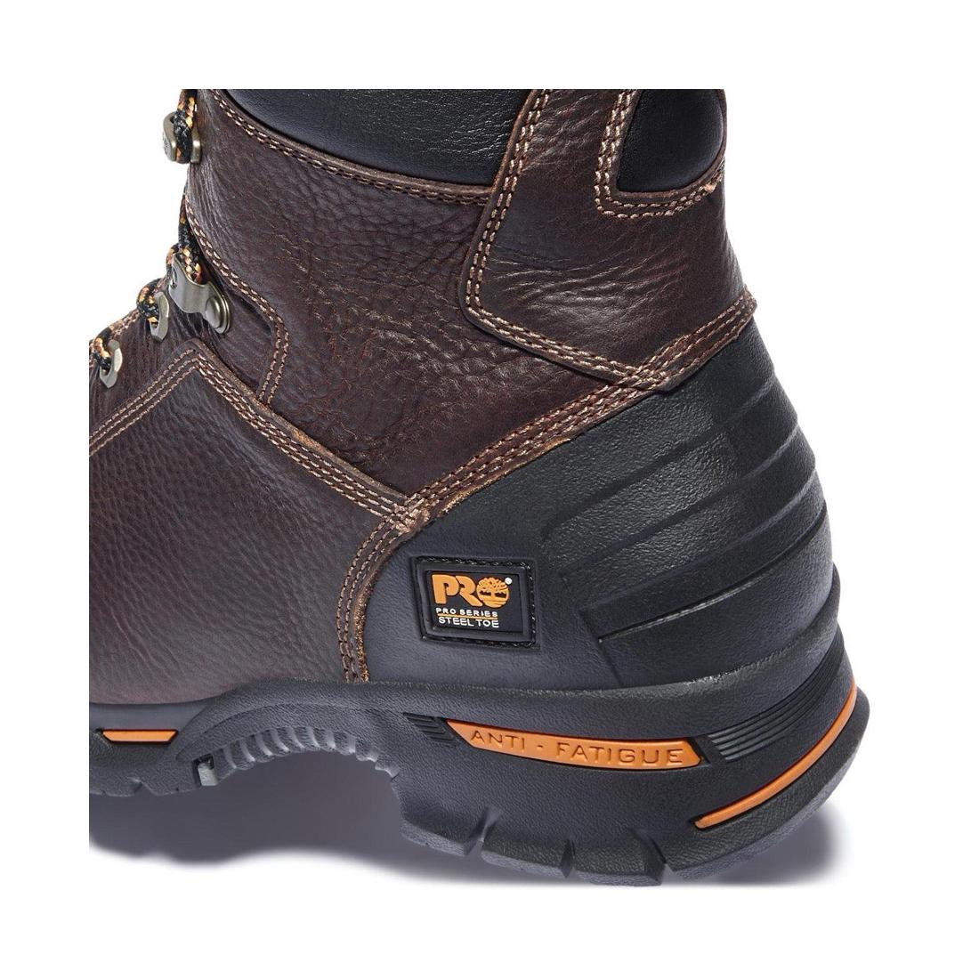 Endurance 8 Inch Steel Toe Work Boots for Men - Brown Safety Shoes with Slip Resistant & Electrical Hazard Protection - Ideal for Construction, Warehouse & Industrial Work