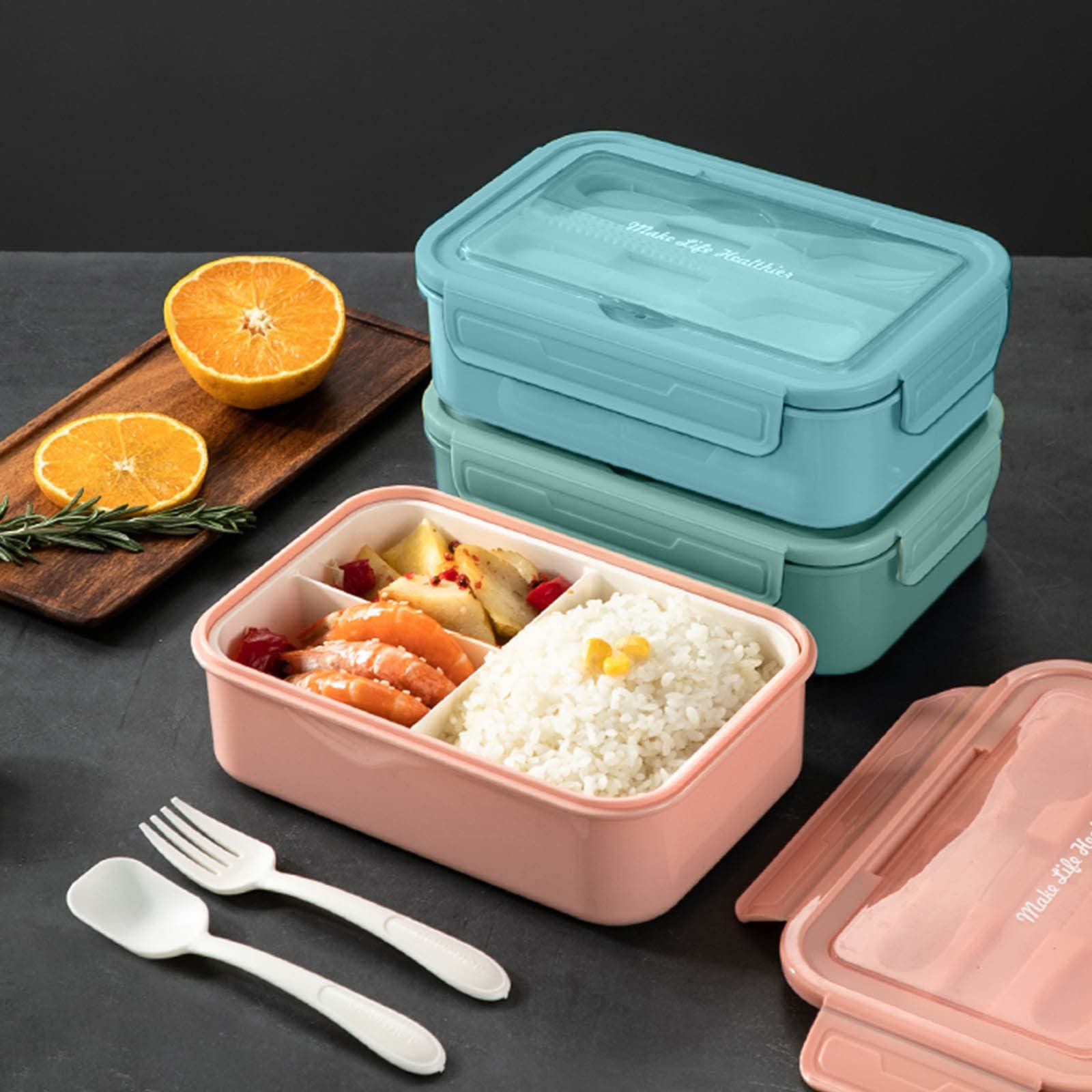 Bento Lunch Box for Kids & Adults - 1400ML Leakproof Microwave Safe Food Container with Spoon, Fork & Knife Set - BPA-Free Fresh-Keeping Meal Prep Box for School, Office & Travel (Green)