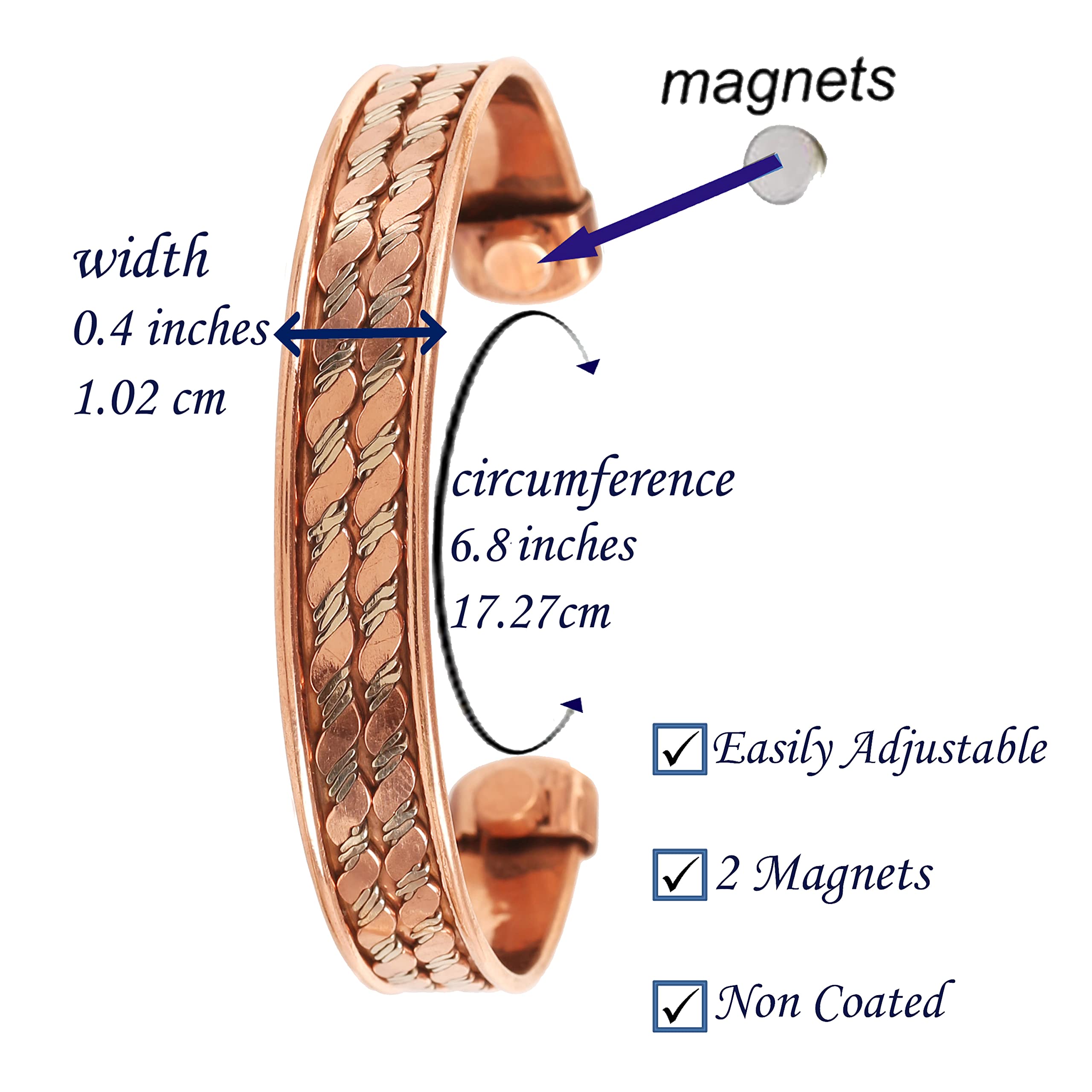Touchstone Tibetan Style Copper Bracelet - Hand Forged Solid High Gauge Copper Cuff Jewelry for Women & Men - Multiple Design Options - Perfect for Yoga, Meditation & Spiritual Healing