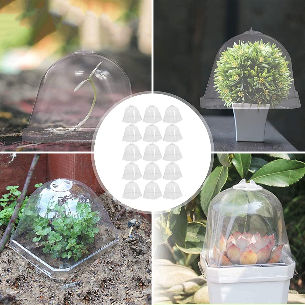 DOITOOL 15pcs Transparent Plastic Plant Dome Covers - Mini Greenhouse Flower Pot Covers, Plant Protectors & Nursery Hoods for Indoor/Outdoor Gardening | Perfect for Seedlings, Succulents & Plant Protection