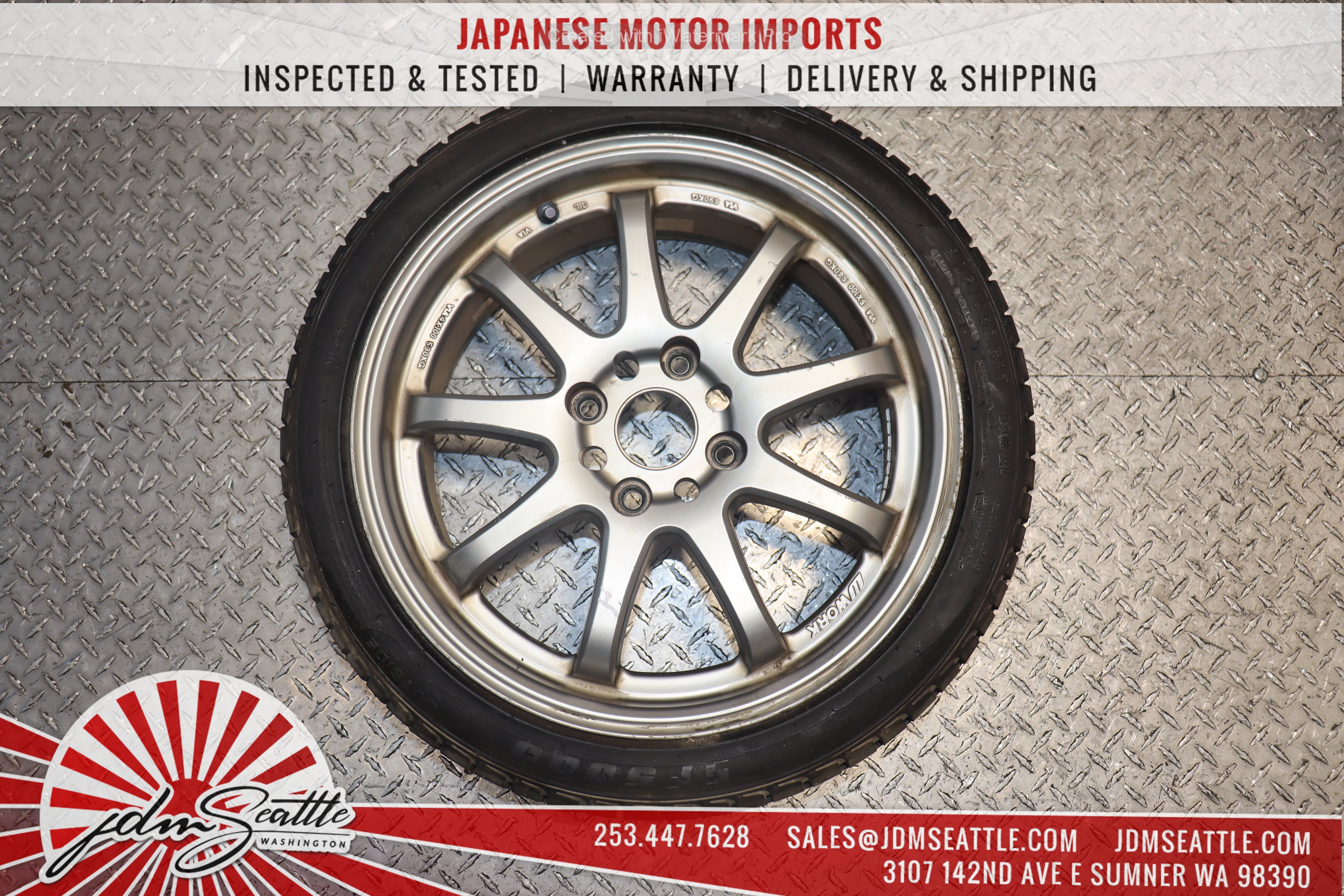 JDM WORK EMOTION XD9 Wheels 17x7 +53 4x114.3 - Set of 4 205/45ZR17 Performance Rims for Drifting, Track Racing & Street Tuning
