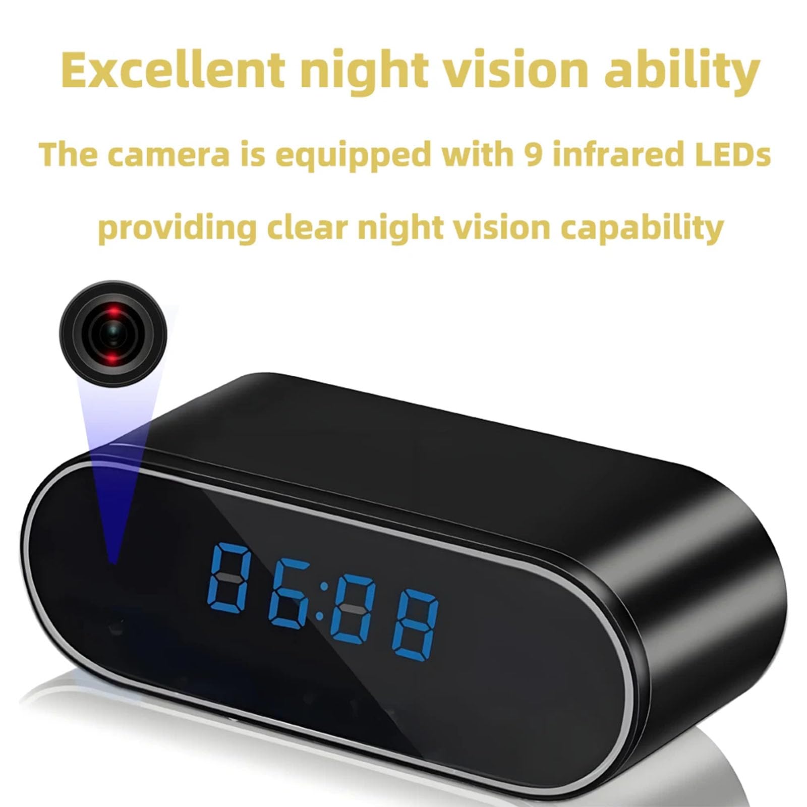 FKINGLRK Mini Spy Hidden Alarm Clock Camera - Full HD 1080P WiFi Security Camera with Motion Detection & Night Vision | Wireless Nanny Cam for Home, Office, Baby Monitoring