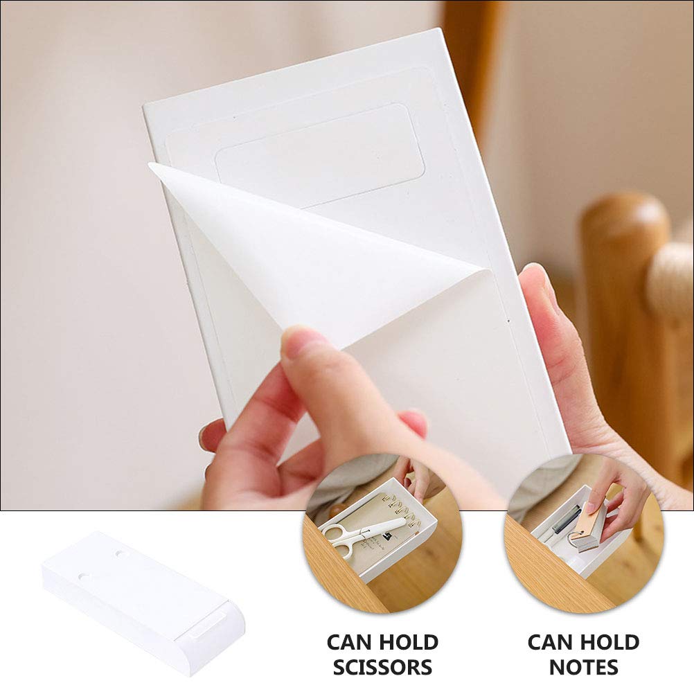 BESPORTBLE 2-Pack ABS Plastic White Desk Organizer with Hidden Drawer - Pen Holder, Pencil Tray, Stationery Storage Container for Office, School & Home Workspace Organization