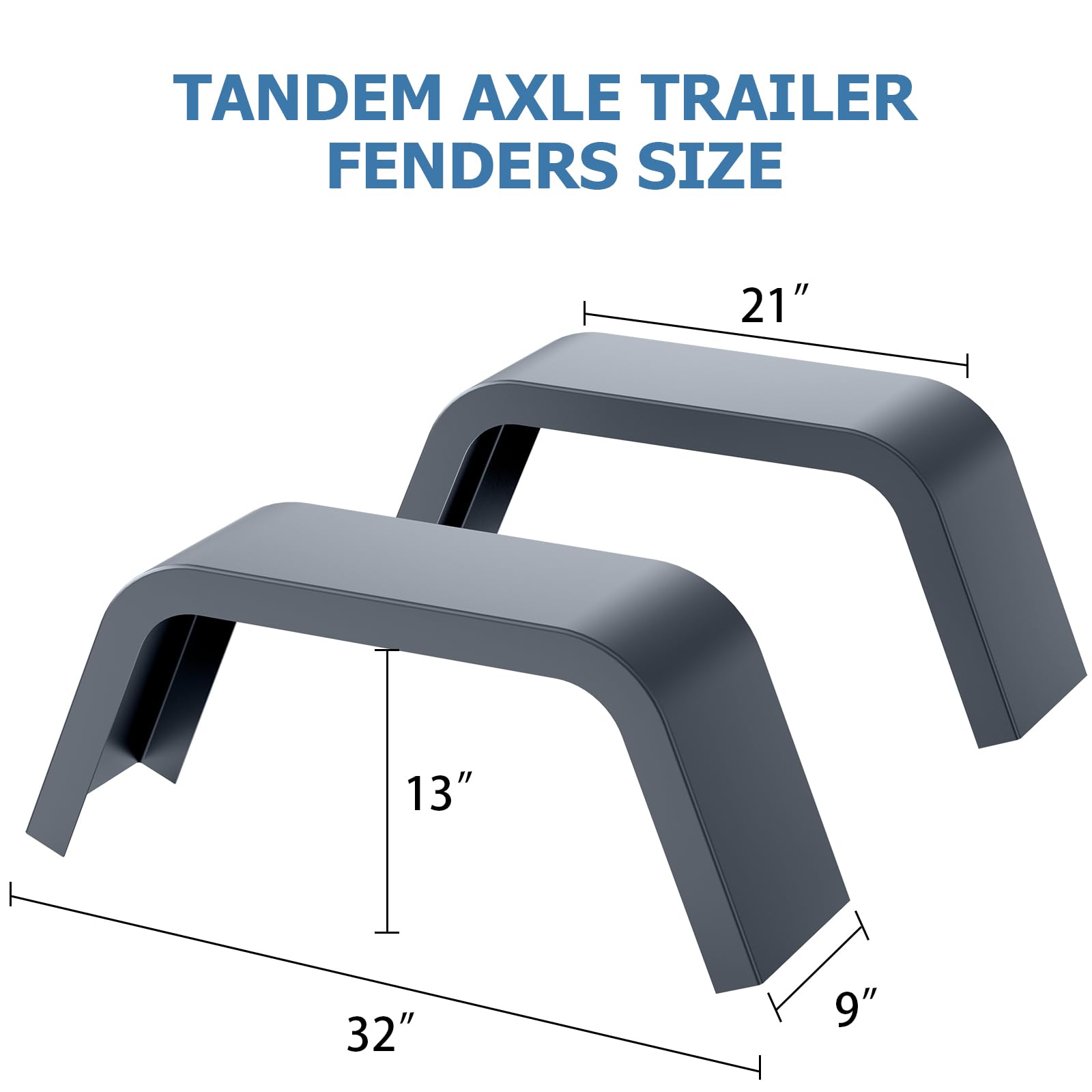 GARVEE 2 Pack Heavy Duty Steel Diamond Plate Single Axle Trailer Fenders - Fits 14