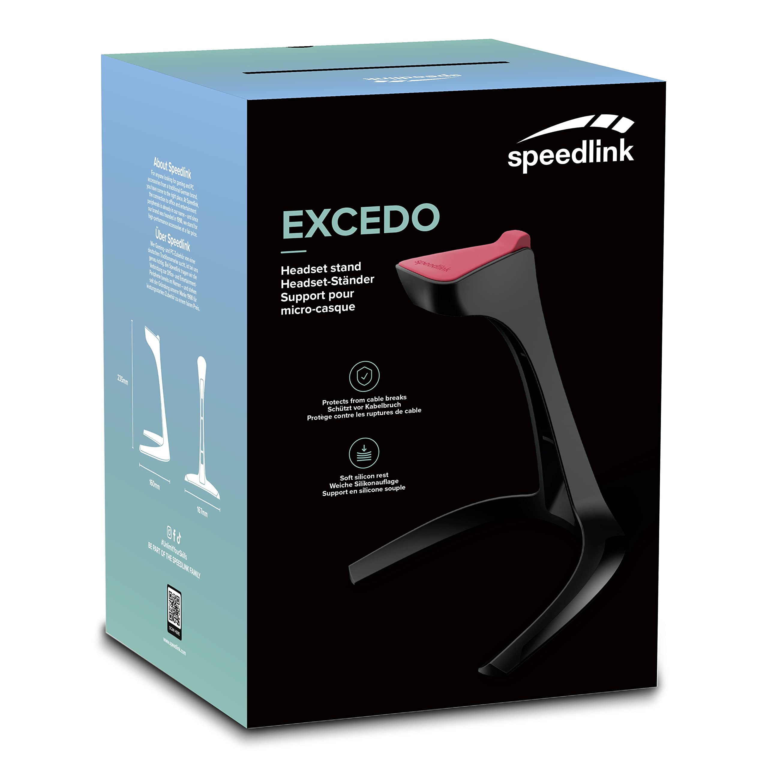 Speedlink EXCEDO Gaming Headset Stand - Universal Headphone Holder with Non-Slip Base & Silicone Padding (Black) - Perfect for Gaming Setups, Office Desks & Home Organization