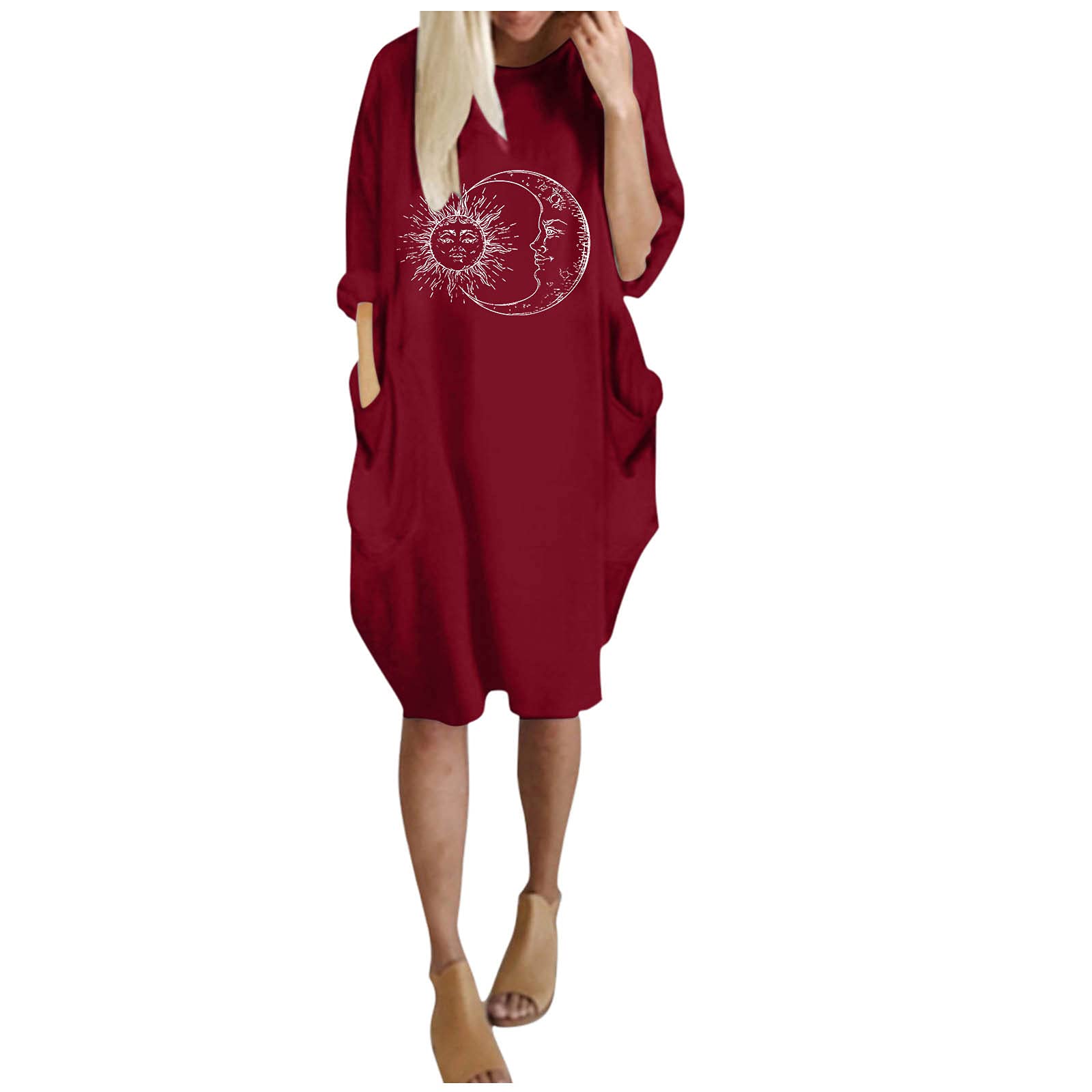 Elegant Flowy Swing Dress for Women - Long Sleeve Boho Maxi Dress for Spring Summer Beach Vacation & Casual Outings