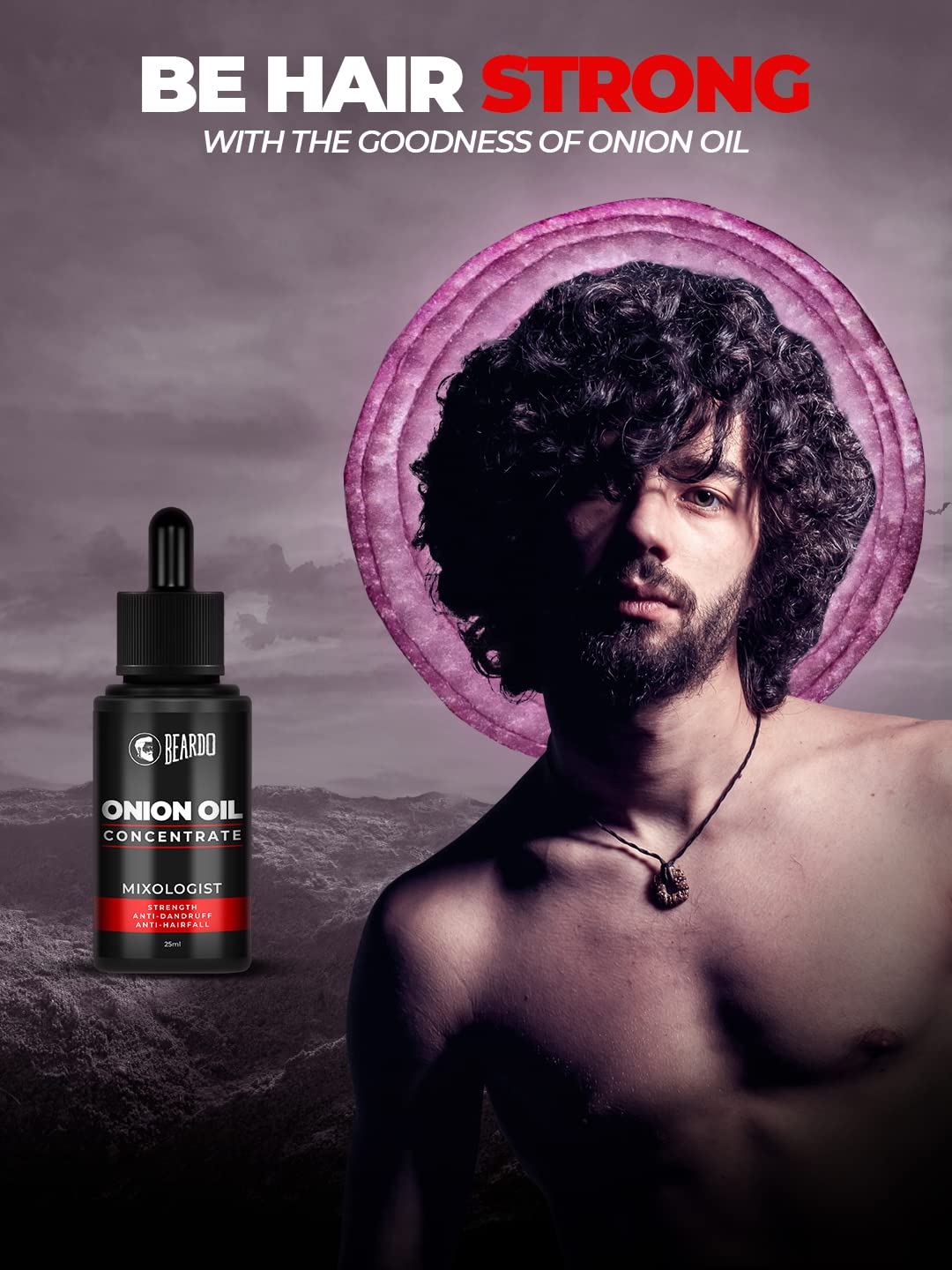 Beardo Onion Oil Concentrate for Hair Growth - 25ml | Red Onion & Sunflower Oil Blend | Natural, Non-Sticky Hair Treatment | Reduces Hair Fall & Strengthens Roots | Perfect for Daily Scalp Massage & Overnight Hair Care