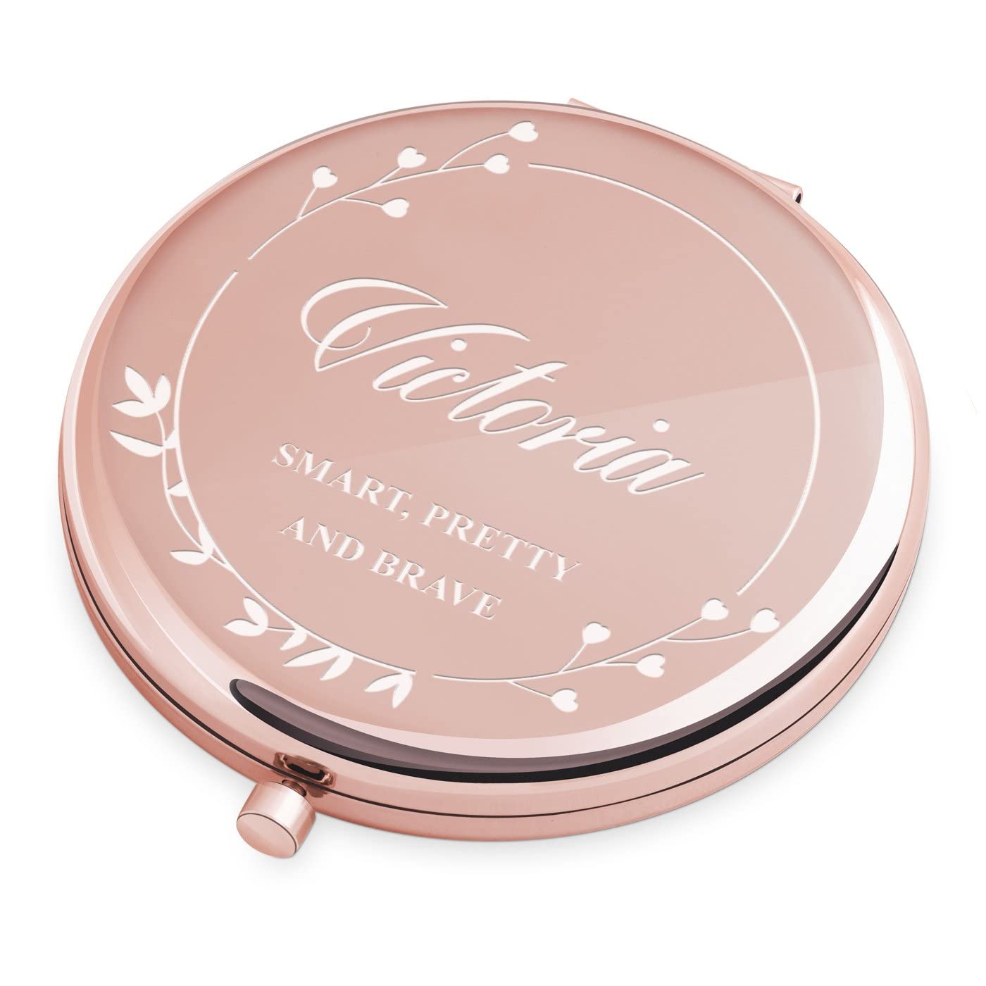 **Personalized Rose Gold Compact Mirror for Women - Custom Cosmetic Mirror with Floral Design - Perfect Gift for Birthday, Anniversary & Special Occasions - Elegant Makeup Accessory for Travel & Daily Use**