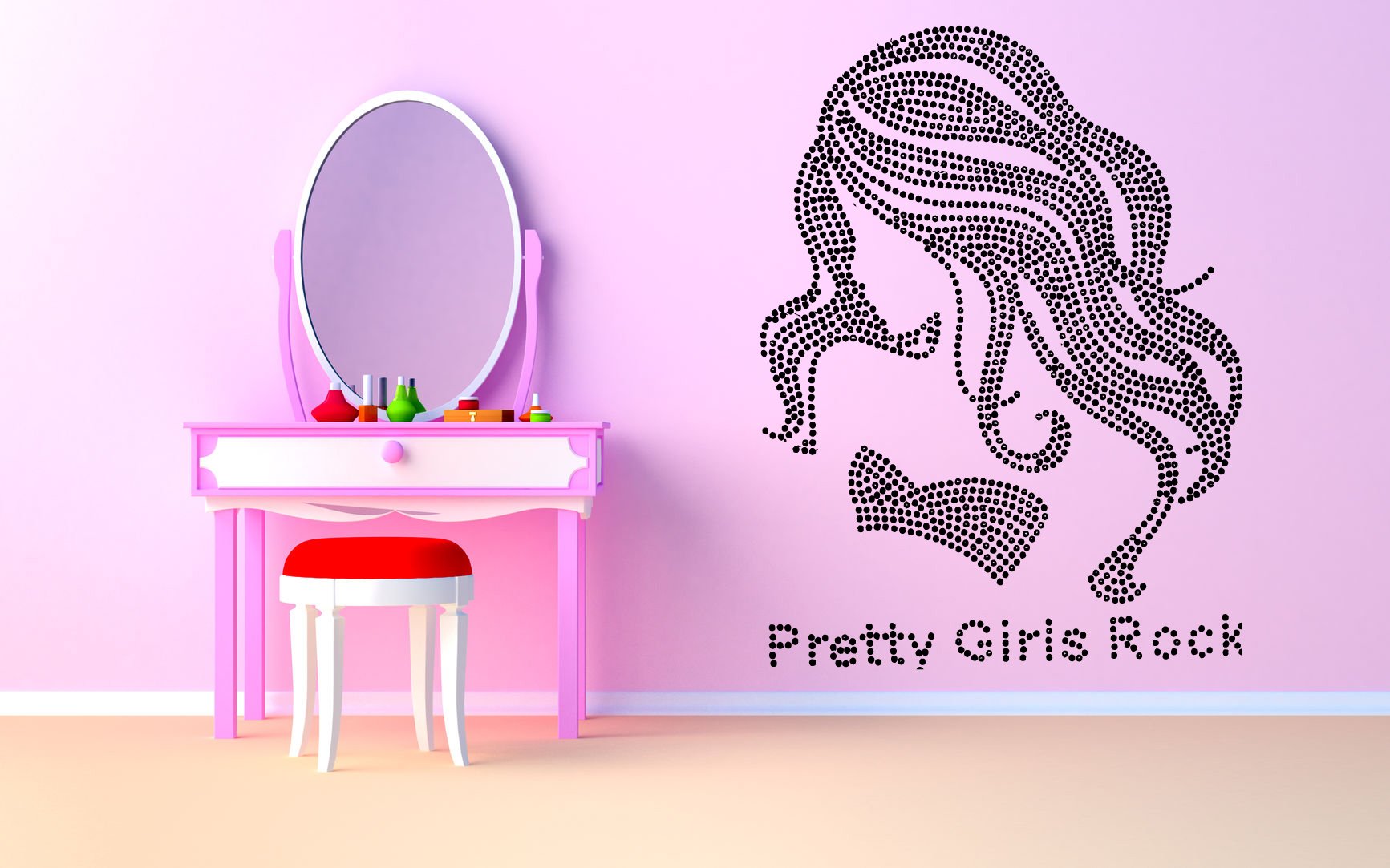 Wall Art Vinyl Sticker Mural Decal - Pretty Girls Rock Large Wall Decor (AS1095) for Bedroom, Living Room & Nursery Decor