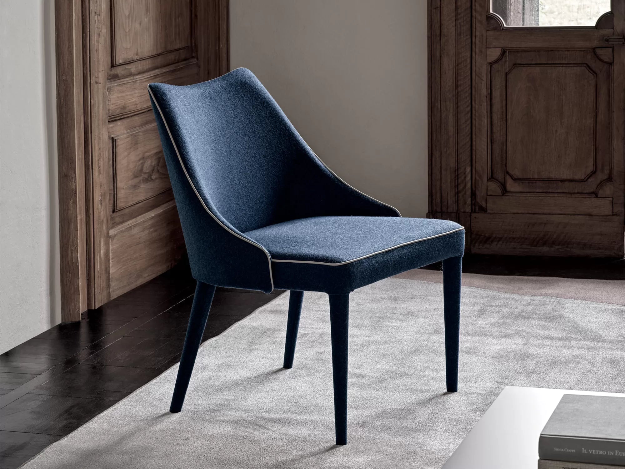Bontempi Clara Armchair - Modern Accent Chair for Living Room, Bedroom & Office - Stylish Upholstered Lounge Chair with Wooden Legs - Perfect for Home Decor & Relaxation