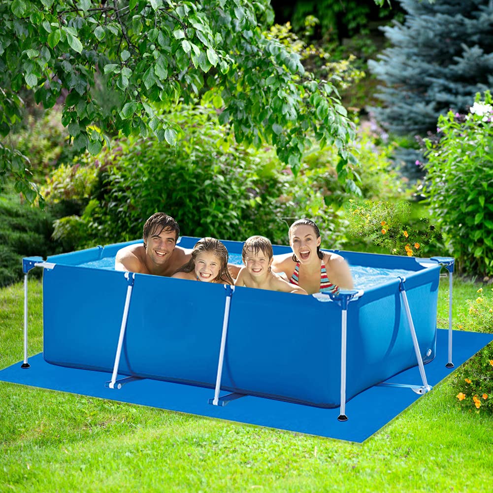 iKASUS Heavy Duty Pool Ground Cloth for Above Ground Pools - Waterproof Rectangular Swimming Pool Mat Protector with Reinforced Edges | Foldable Tarpaulin Cover for Frame Pools, Paddling Pools & Hot Tubs | Perfect for Backyard, Patio & Outdoor Water Activities