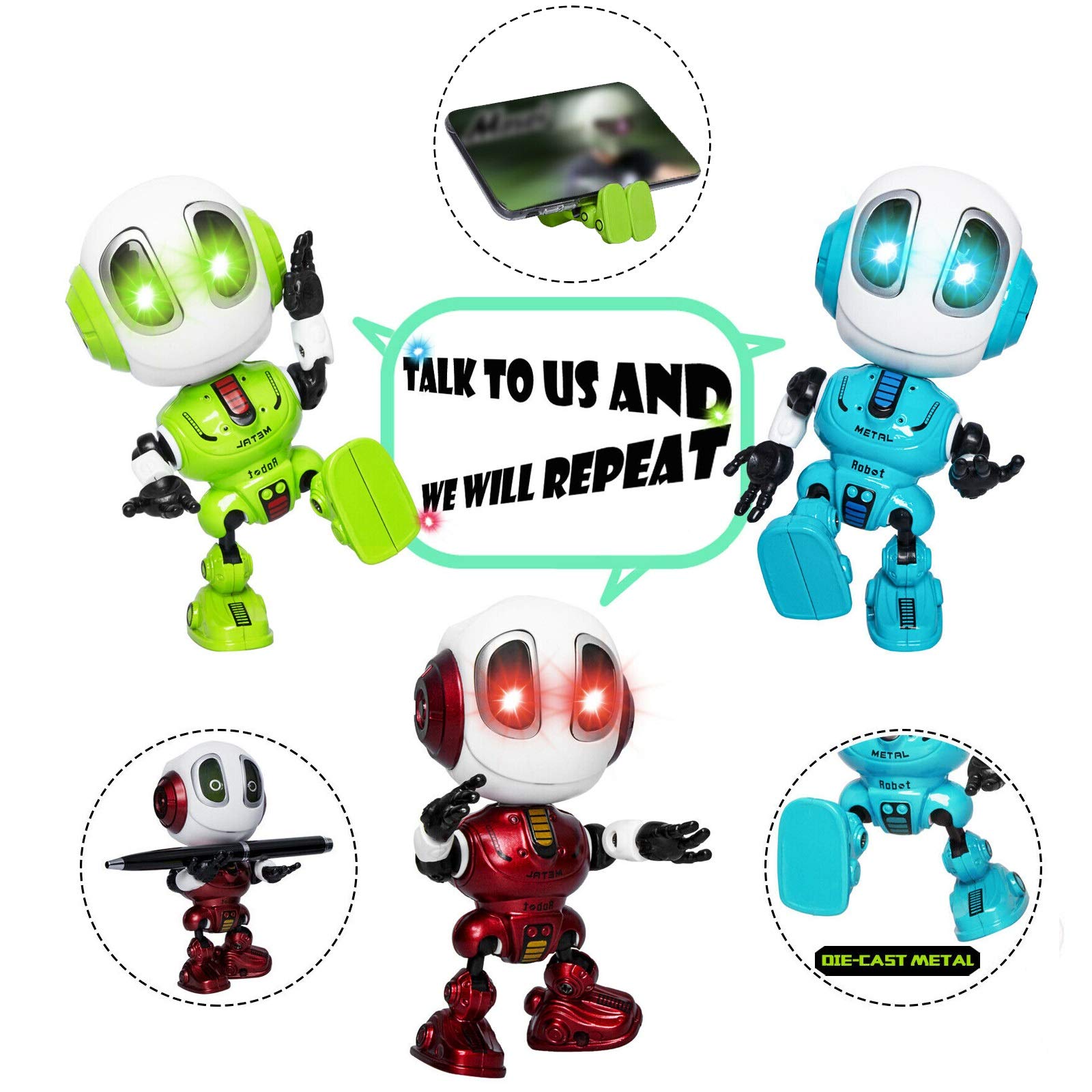 Interactive Talking Robot Toy for Kids - Mini Repeater Robot for Boys & Girls Ages 4-6 | Fun Educational STEM Toy | Birthday Gift & Stocking Stuffer (Blue) - Perfect for Playtime, Learning & Family Bonding