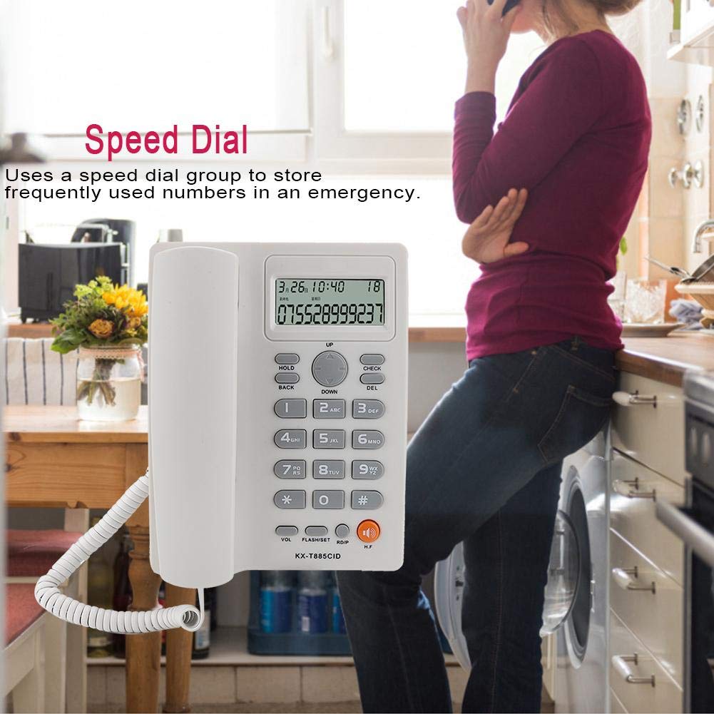 **Corded Landline Phone with Caller ID & Call Waiting - Desktop Telephone for Home, Office & Hotel - Reliable Communication Solution (White)**    *(Perfect for Home Offices, Small Businesses, and Hospitality Use - Stay Connected with Clear Calls!)*