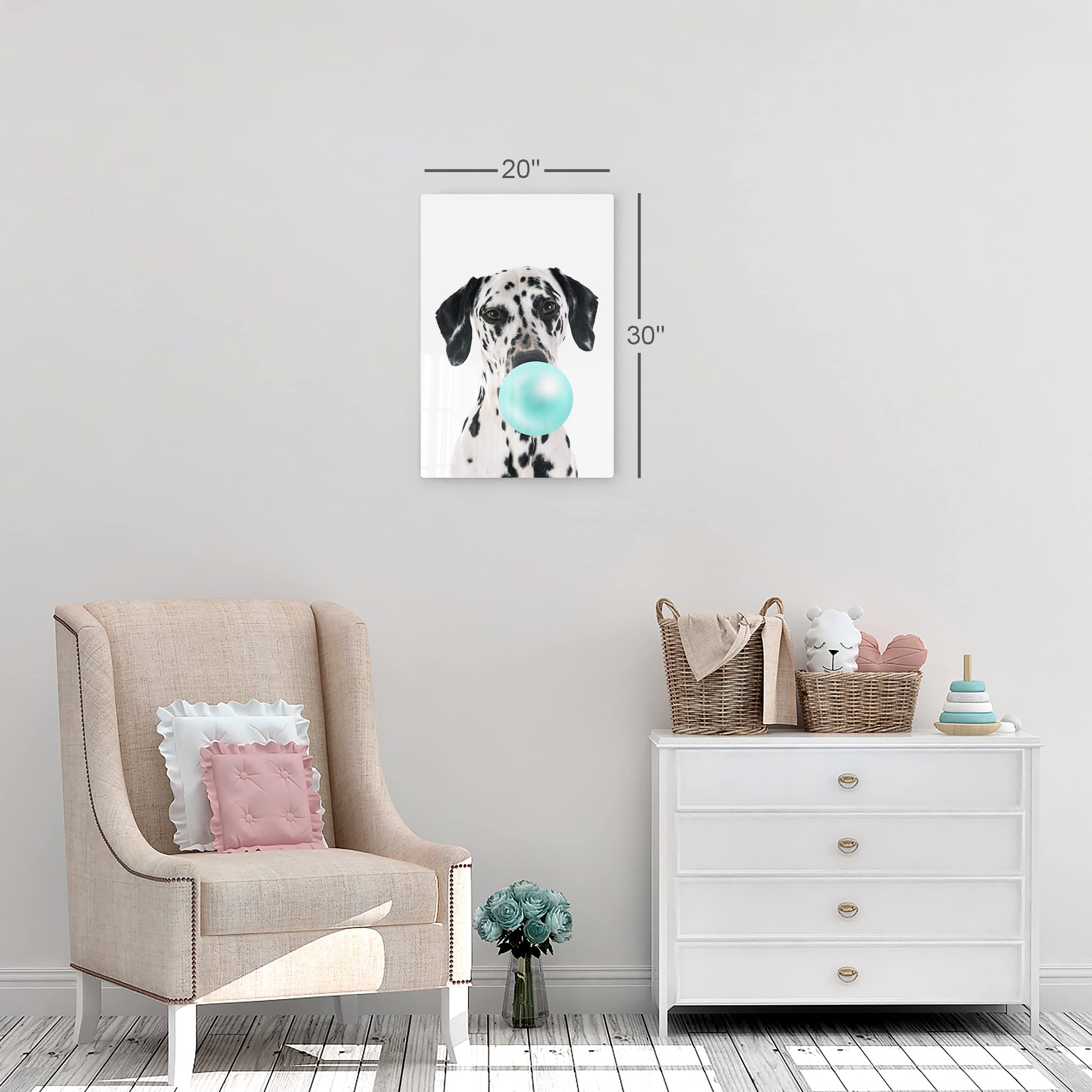 Dalmatian Dog Chewing Bubble Gum Metal Wall Art Print - 36x24 | Pet Lover Gift, Animal Pop Art Decor for Office, Living Room, Bedroom & Nursery | Unique Home Decor for Dog Lovers & Kids Rooms