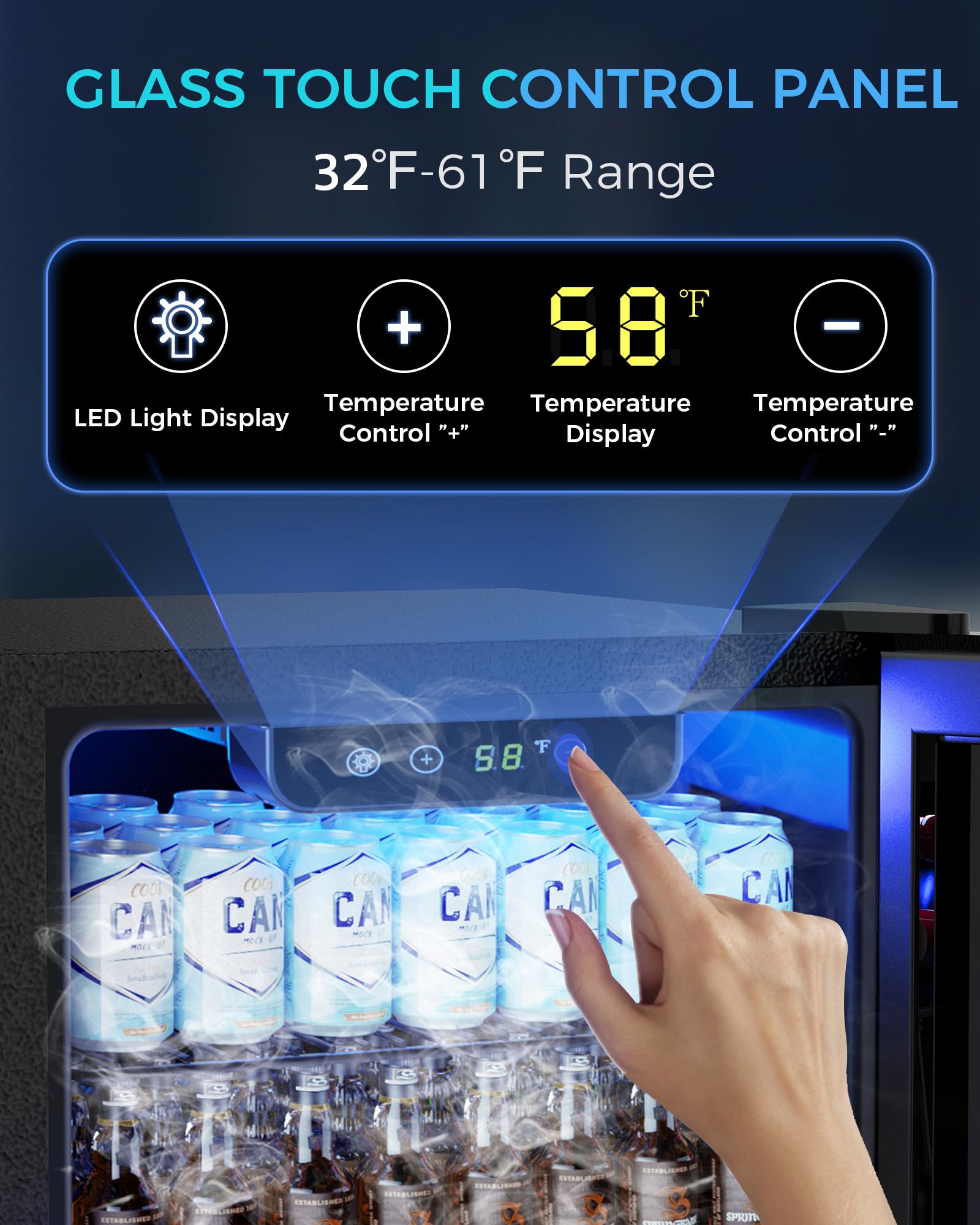 Joy Pebble 3.2 Cu.Ft Beverage Refrigerator - 120 Can Mini Fridge with Glass Door for Beer, Wine & Drinks | Freestanding Cooler with Adjustable Shelves | Perfect for Home Bar, Office, or Game Room
