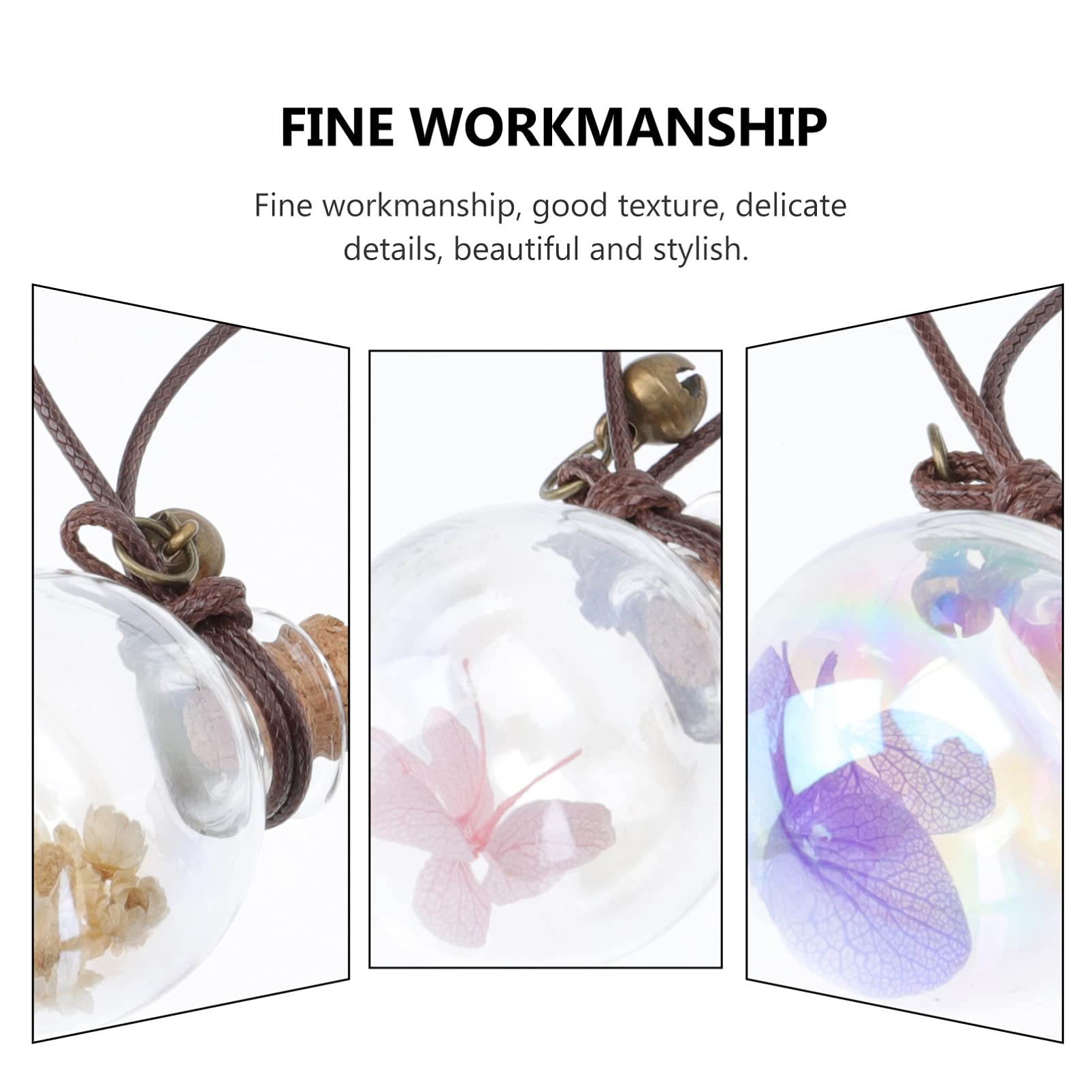 Beaupretty 4pcs Refillable Perfume Bottle Pendant - Car Interior Hanging Ornament, Glass Aromatherapy Air Freshener, Auto Perfume Necklace for Home, Office, and Travel Use