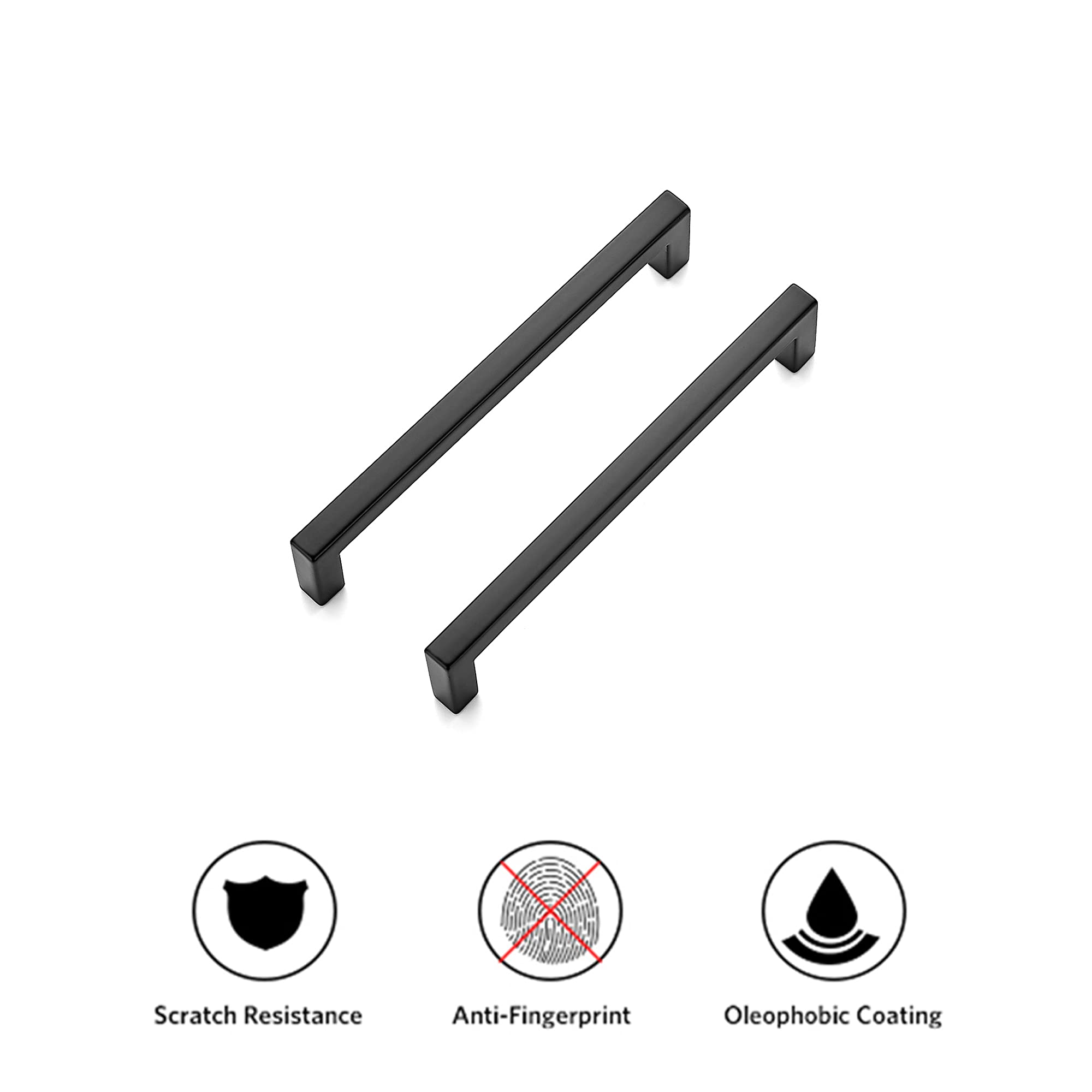15 Pack Matte Black Slim Square Bar Drawer Handles - Kitchen Cabinet Hardware for Modern Homes