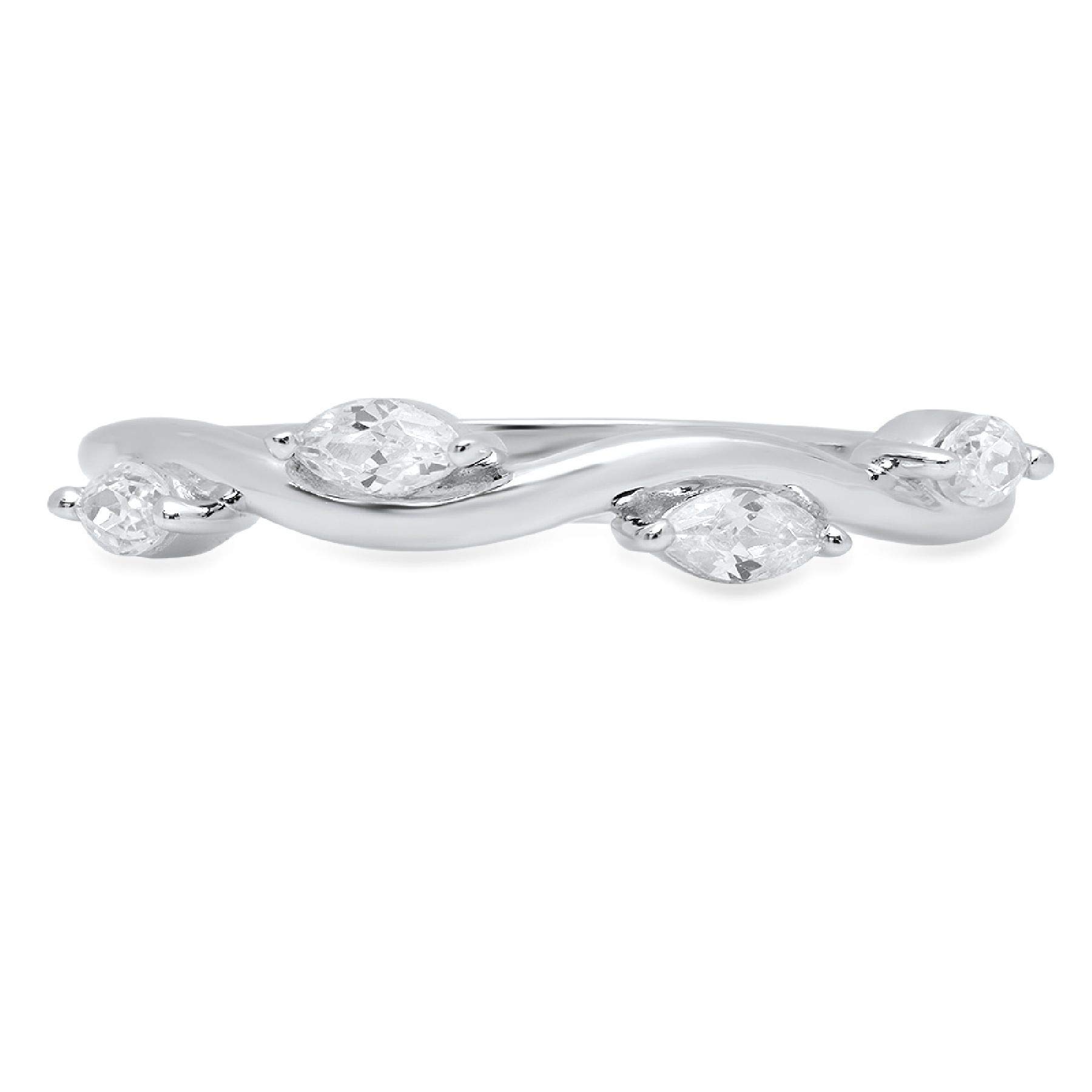 0.4 Carat Marquise Cut Natural Diamond Ring - SI1-SI2 Clarity, J-K Color, 18K White Gold Stackable Wedding Band - Art Deco Engagement Ring for Women, Perfect for Promise Rings, Anniversary Gifts & Bridal Jewelry