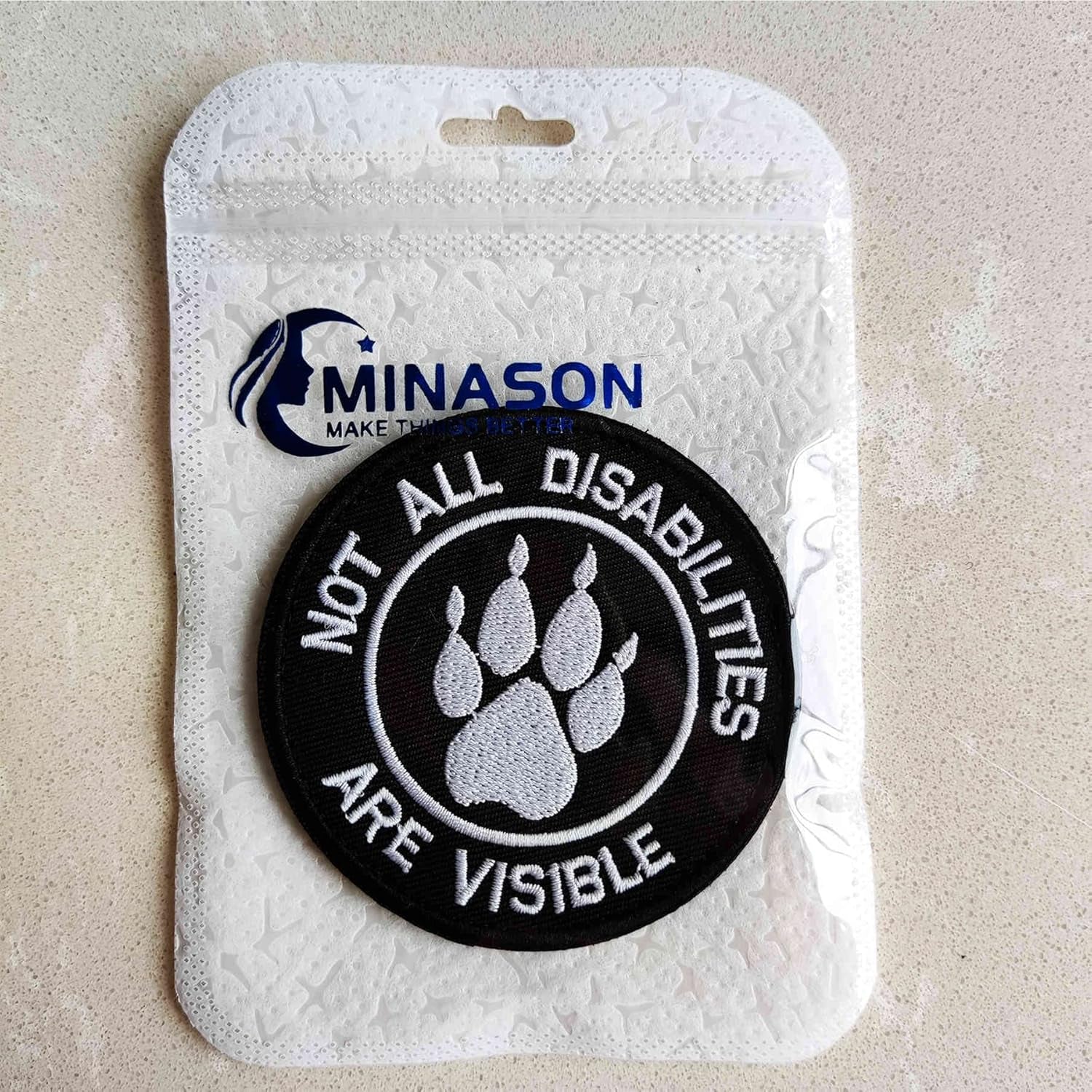 Service Dog Patch - 'Not All Disabilities Are Visible' Embroidered Dog Paw Morale Patch for Vests & Harnesses | Tactical Hook & Loop Fastener | Ideal for Service Animals, Emotional Support Dogs & Training Scenarios