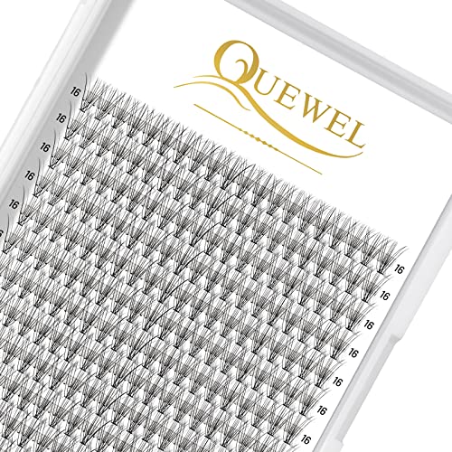 QUEWEL 240Pcs Cluster Lashes - 10D 0.10D 16mm Knot-Free Individual Eyelash Extensions, Soft & Natural DIY False Lashes for Home Use - Perfect for Daily Wear, Special Occasions and Professional Makeup