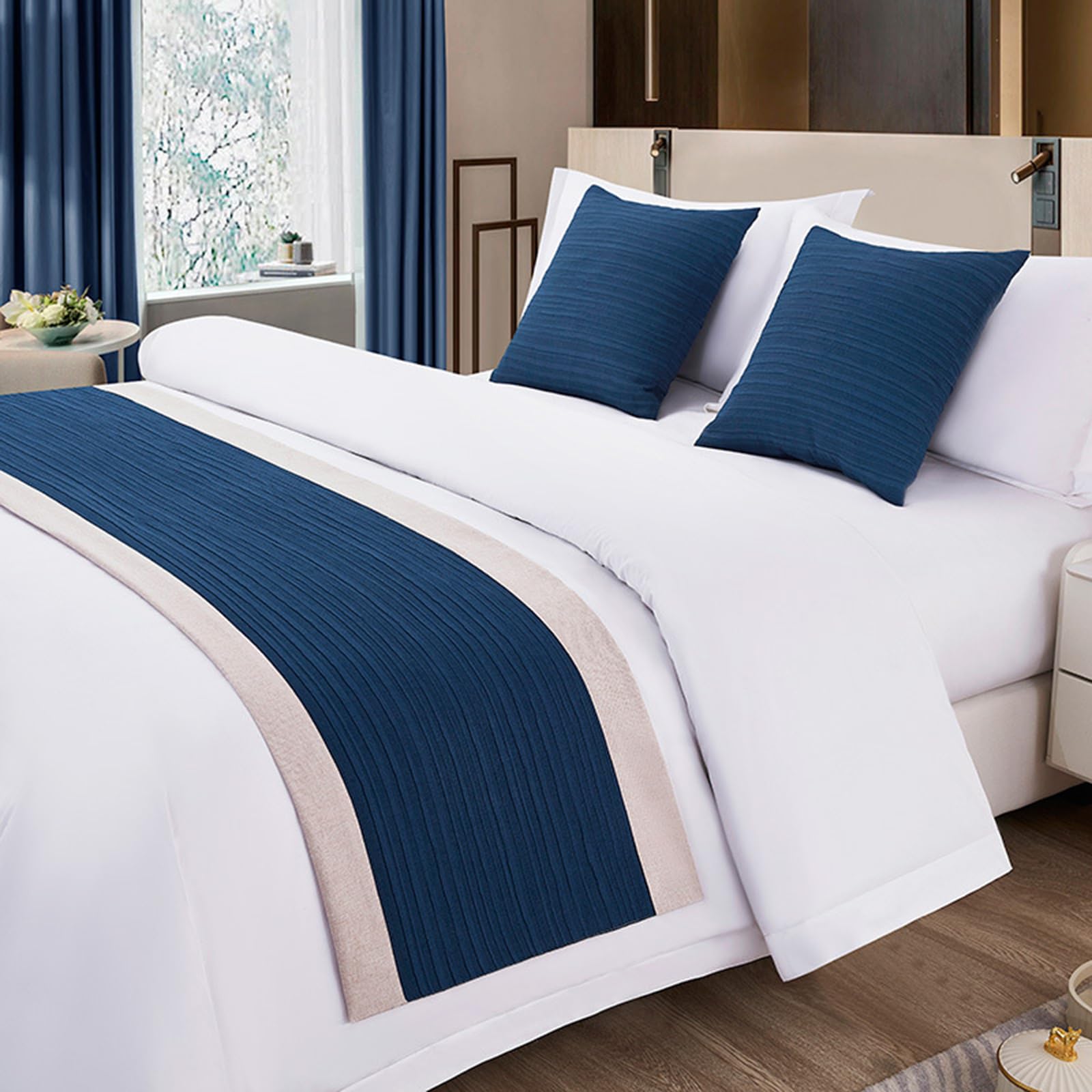 Luxury Patchwork Bed Runner - Premium King Size Bed Throw (160x50cm) for Hotel Decor, Foot of Bed, and Elegant Bedroom Styling - Perfect for Master Bedrooms, Guest Rooms, and Upscale Home Decor