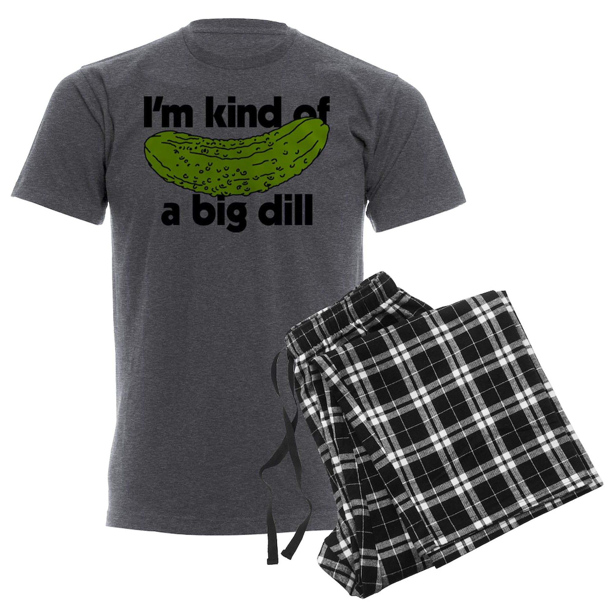 Funny Men's Charcoal Pajamas - 'I'm Kind Of A Big Dill' Novelty Sleepwear | Comfortable Cotton Lounge Pants for Relaxing at Home, Gifts for Dads & Pickle Lovers