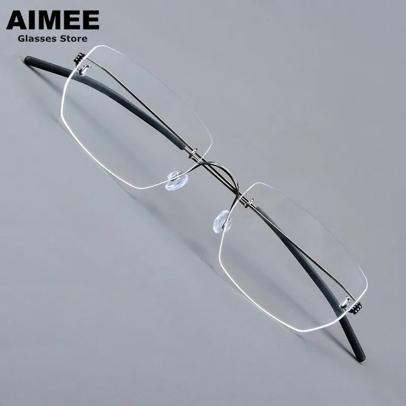 Aimee Women's Rimless Square Screwless Titanium Eyeglasses Frame 92527 - Lightweight Comfort for Work, Reading & Fashion