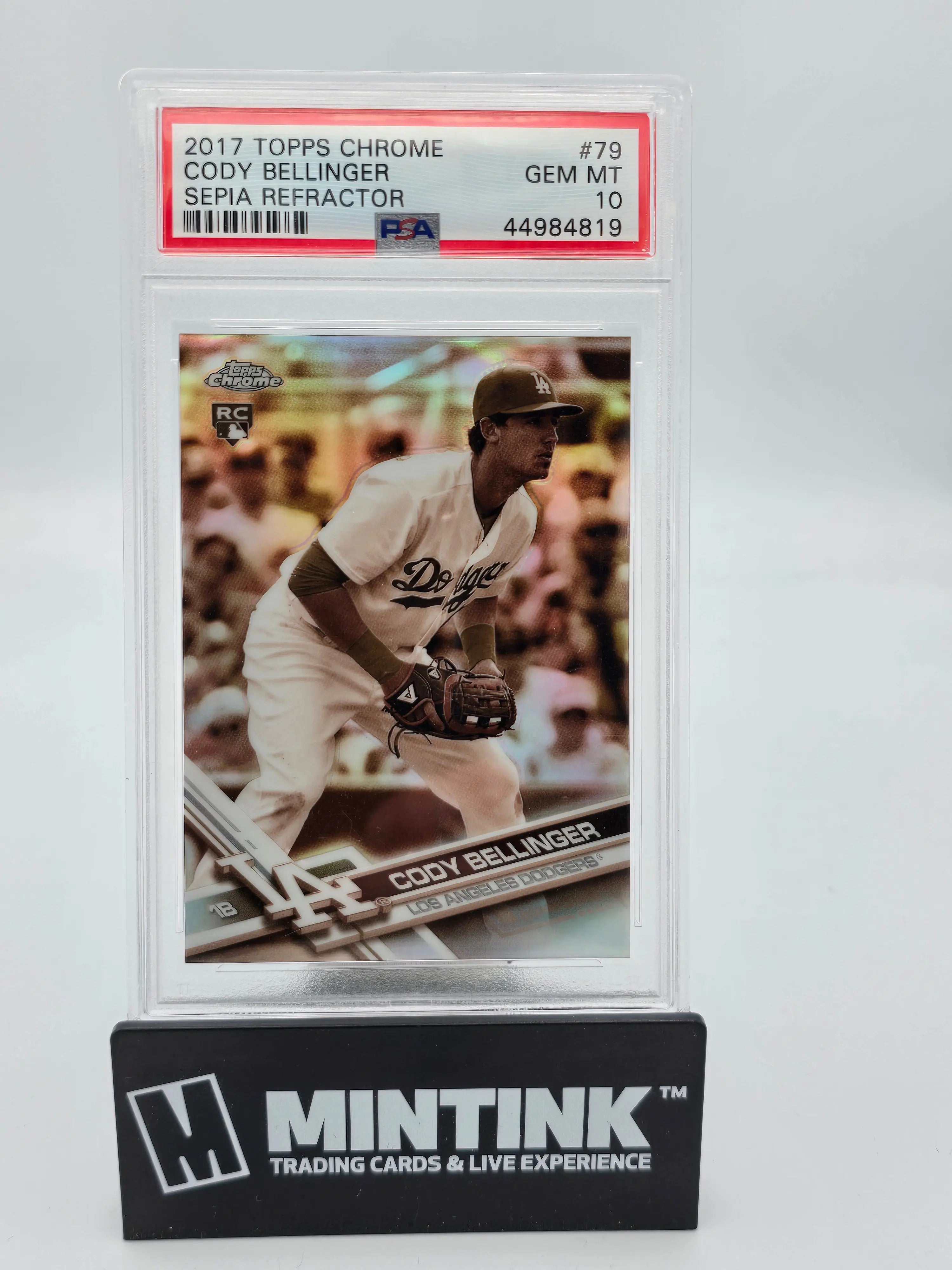 2017 Topps Chrome Cody Bellinger Rookie Sepia Refractor PSA 10 Baseball Card - Perfect for Collectors, Sports Memorabilia & Investment