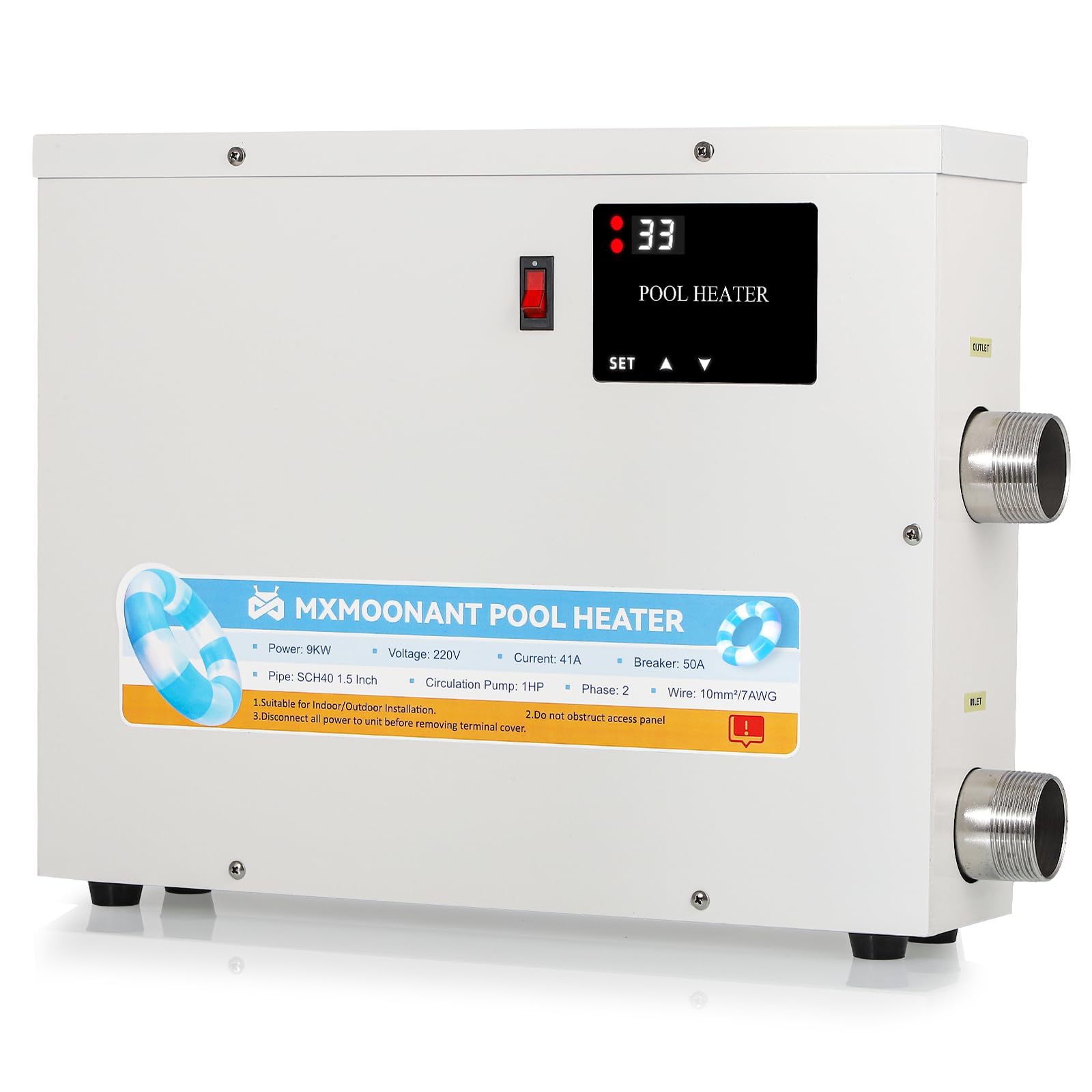 15KW 220V SPA Heater with Touchscreen - Swimming Pool & Hot Tub Water Thermostat for Above Ground/Inground Pools, Spas, Bathtubs - Perfect for Year-Round Comfort & Relaxation