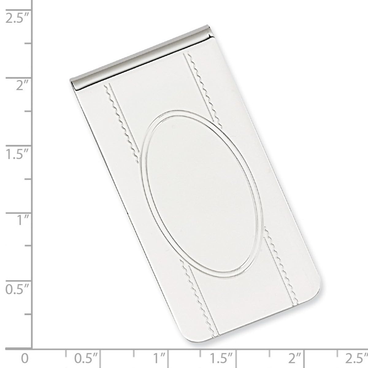 Premium Solid Polished Rhodium-Plated Money Clip for Men - Engraveable Gift with Elegant Pattern (50x25mm) | Perfect for Weddings, Anniversaries & Business Gifts