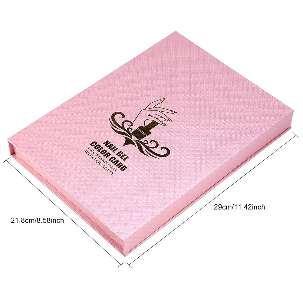 216 Colors Nail Polish Display Book - Professional Salon Nail Art Color Chart with Nail Tips (Pink) for Manicure, Pedicure & Nail Art Design - Perfect for Nail Technicians & DIY Enthusiasts