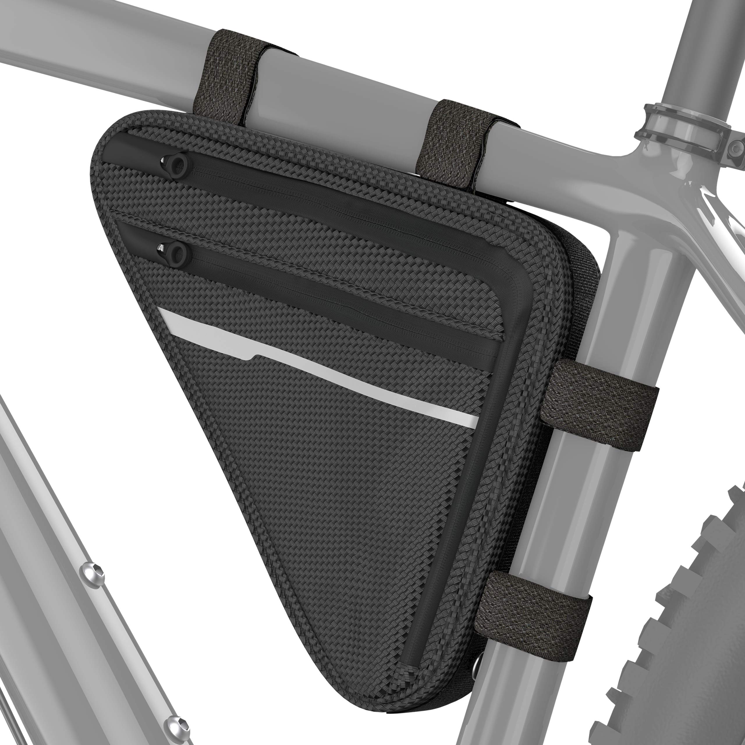 VELMIA Waterproof Reflective Triangle Bike Frame Bag - Large Storage for Bicycle Lock, Tools & Jacket - Durable Cycling Pouch for Commuting, Mountain Biking & Outdoor Adventures