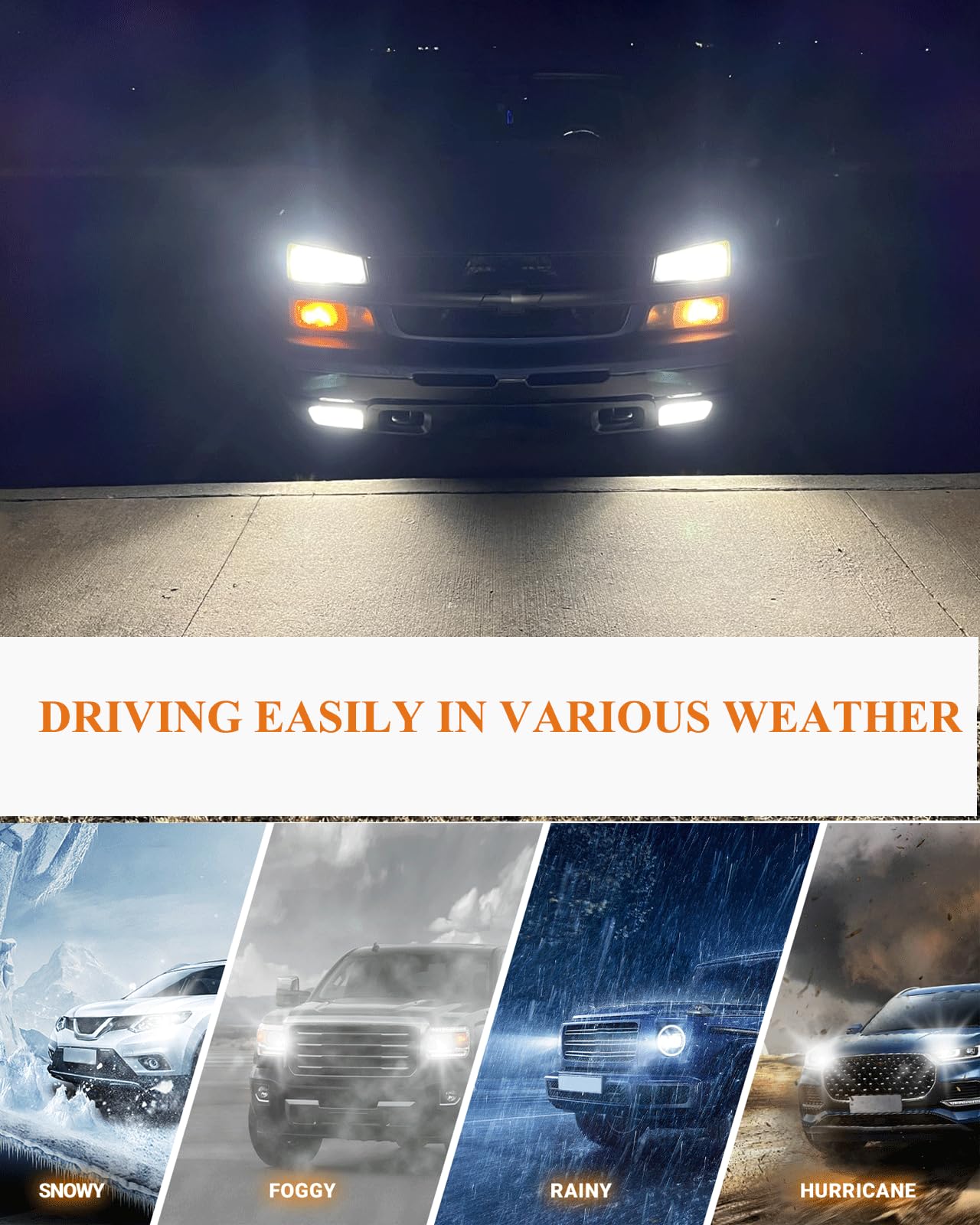 SEALIGHT 9004 LED Fog Light Bulbs - Super Bright 6000K White, Waterproof, Durable for Cars, Trucks, SUVs - Perfect for Night Driving, Off-Roading, and Bad Weather Conditions