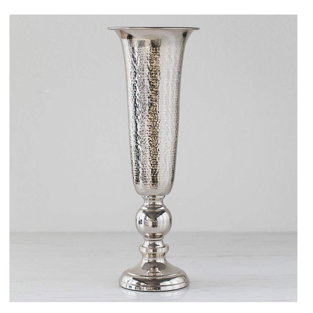 WNY Silver-Plated Tall Retro Luxury Floor Vase - Large Metal Flower Vase for Home Decor, Wedding Centerpieces & Living Room Accent - Handcrafted Floral Arrangement Vase
