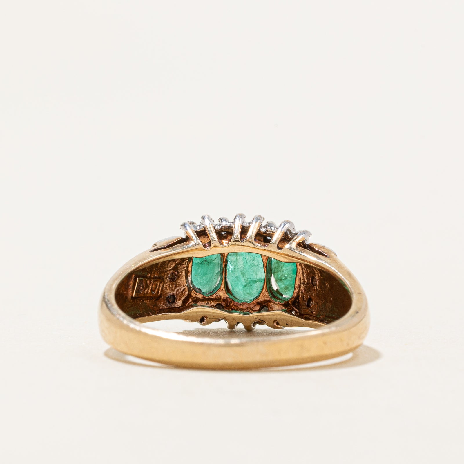 Emerald and Diamond Ring - 0.75ctw Total Weight, 0.12ctw Diamond, Size 8 | Elegant Jewelry for Weddings, Anniversaries & Special Occasions