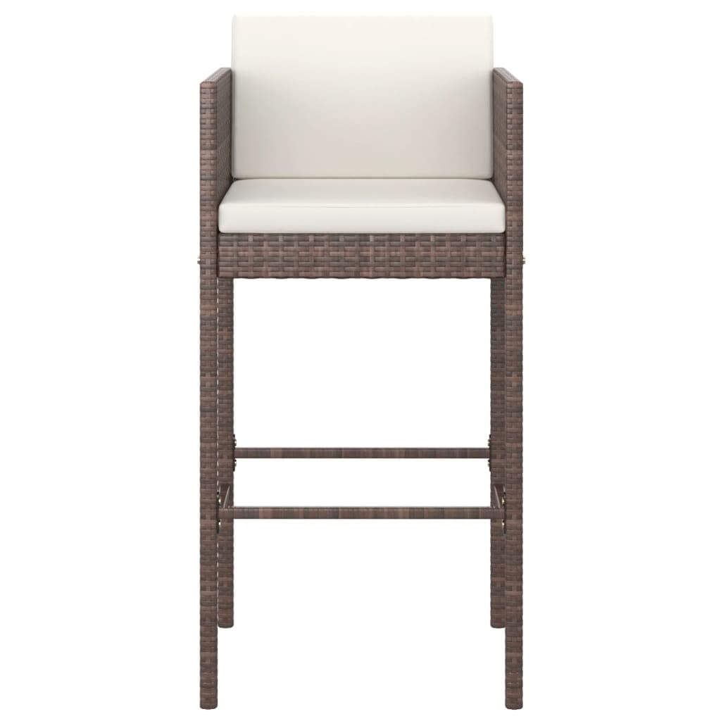 4-Piece Brown Poly Rattan Bar Stools with Cushions - Patio, Kitchen Island, or Home Bar Seating