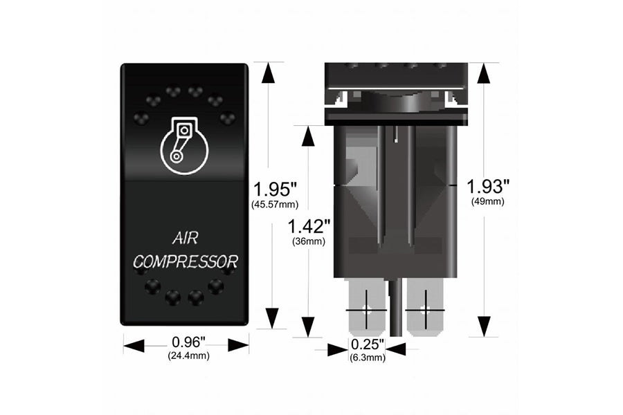 Bulldog Winch Air Compressor Rocker Switch - Heavy Duty 12V On/Off Toggle for Off-Road Vehicles & ATVs - Perfect for Jeep, Truck, and 4x4 Accessories