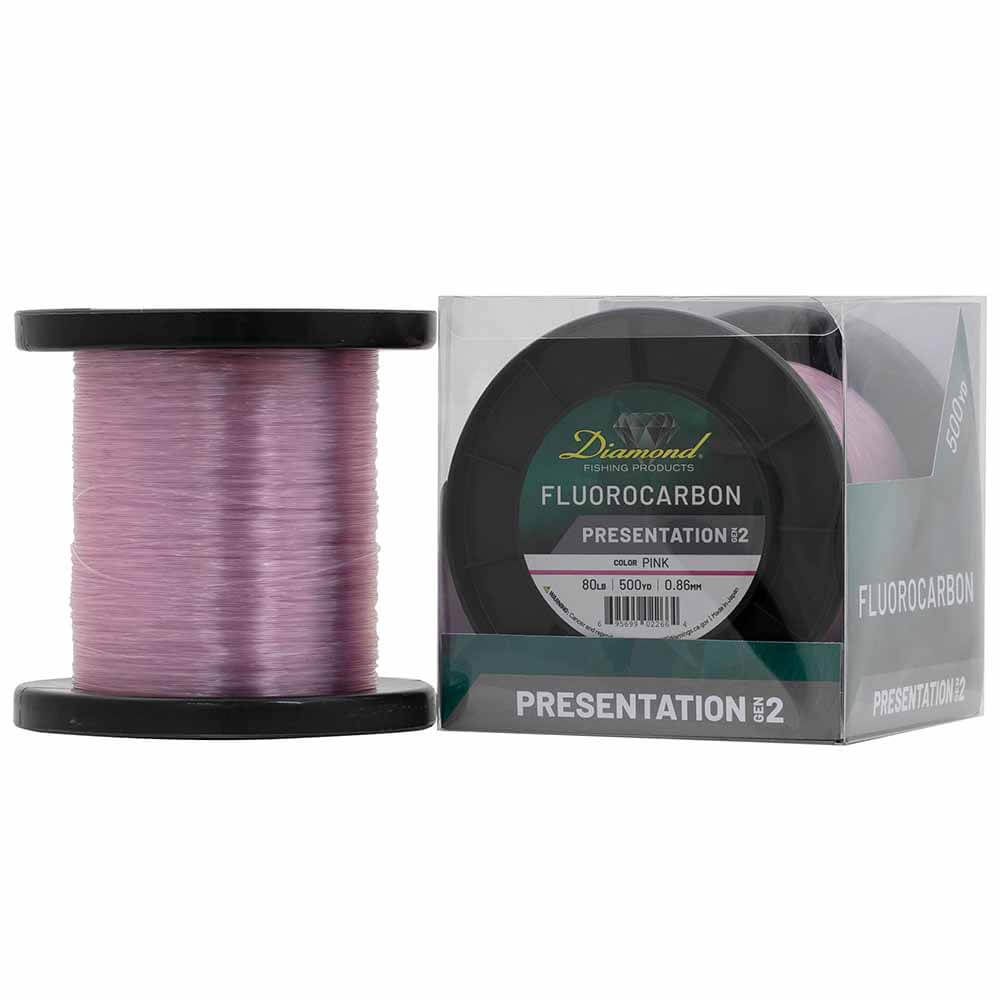 Premium Diamond Presentation Gen II 500-Yard Fluorocarbon Fishing Line - High Performance Invisible Leader for Bass, Trout & Saltwater Fishing