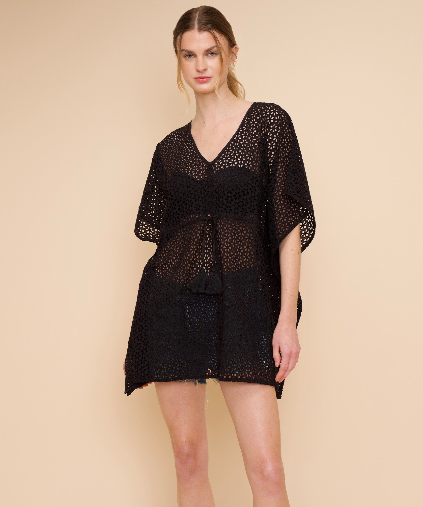 Elegant Eyelet Butterfly Caftan Dress - Flowy Boho Maxi Dress for Women - Perfect for Beach, Vacation & Summer Outfits