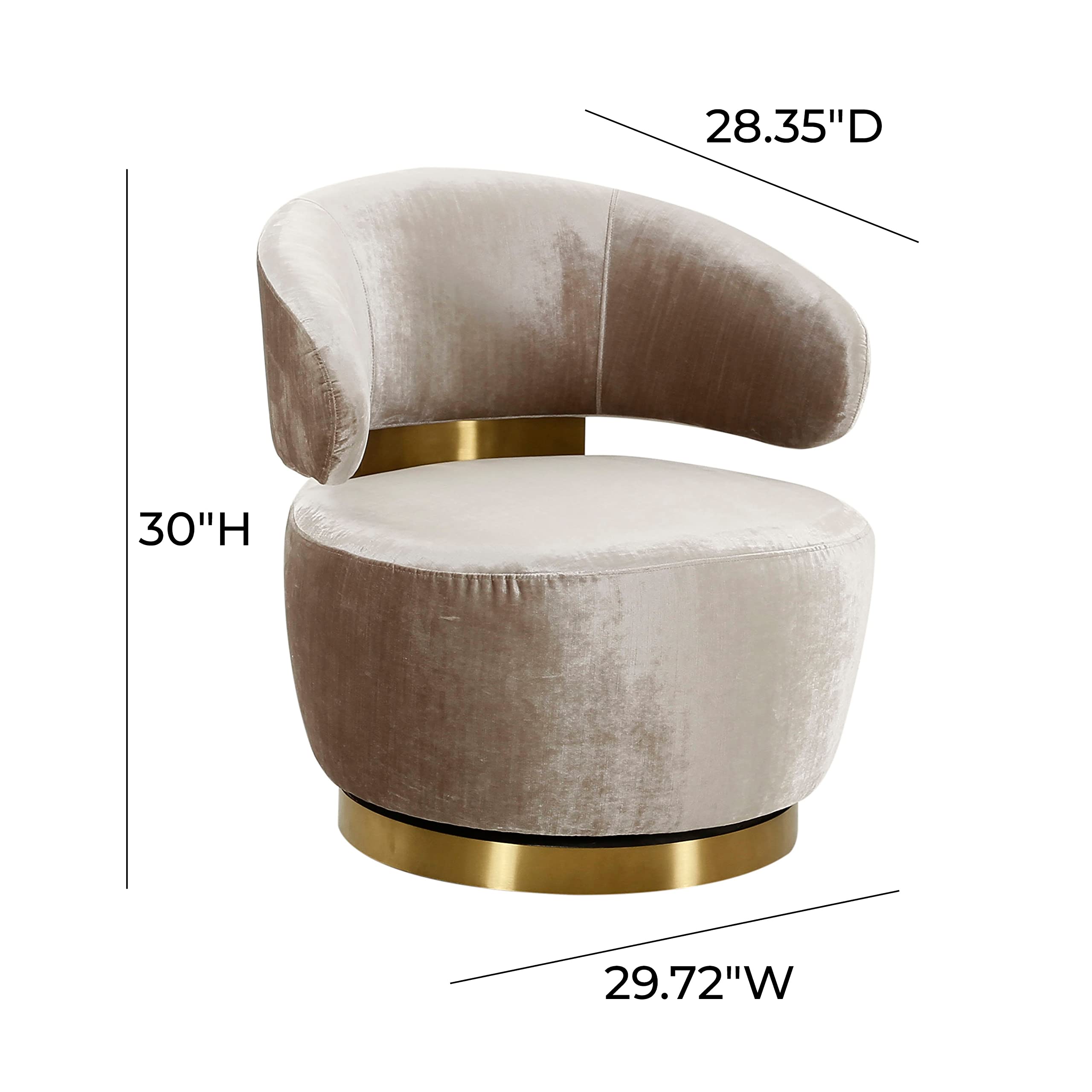 Tov Furniture Austin Upholstered Swivel Chair in Champagne - Modern Living Room Accent Chair for Home Office, Lounge & Reading Nook