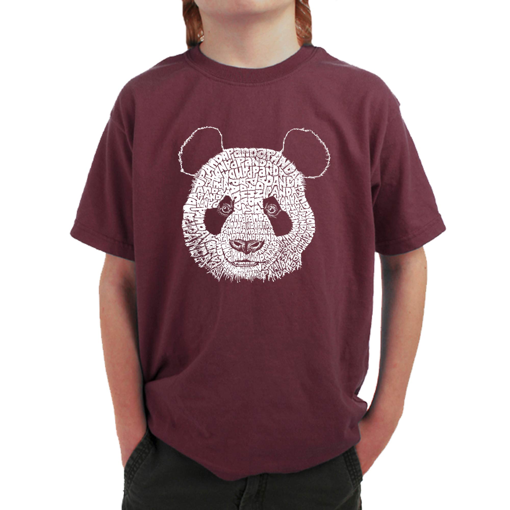 LA POP ART Boys' Word Art T-Shirt with Cute Panda Design - Trendy Graphic Tee for Casual Wear, School & Playdates