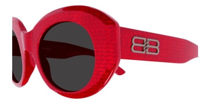 Balenciaga BB0235S 003 Red/Grey Round Women's Sunglasses - Stylish UV Protection Shades for Fashion, Beach & Outdoor Activities